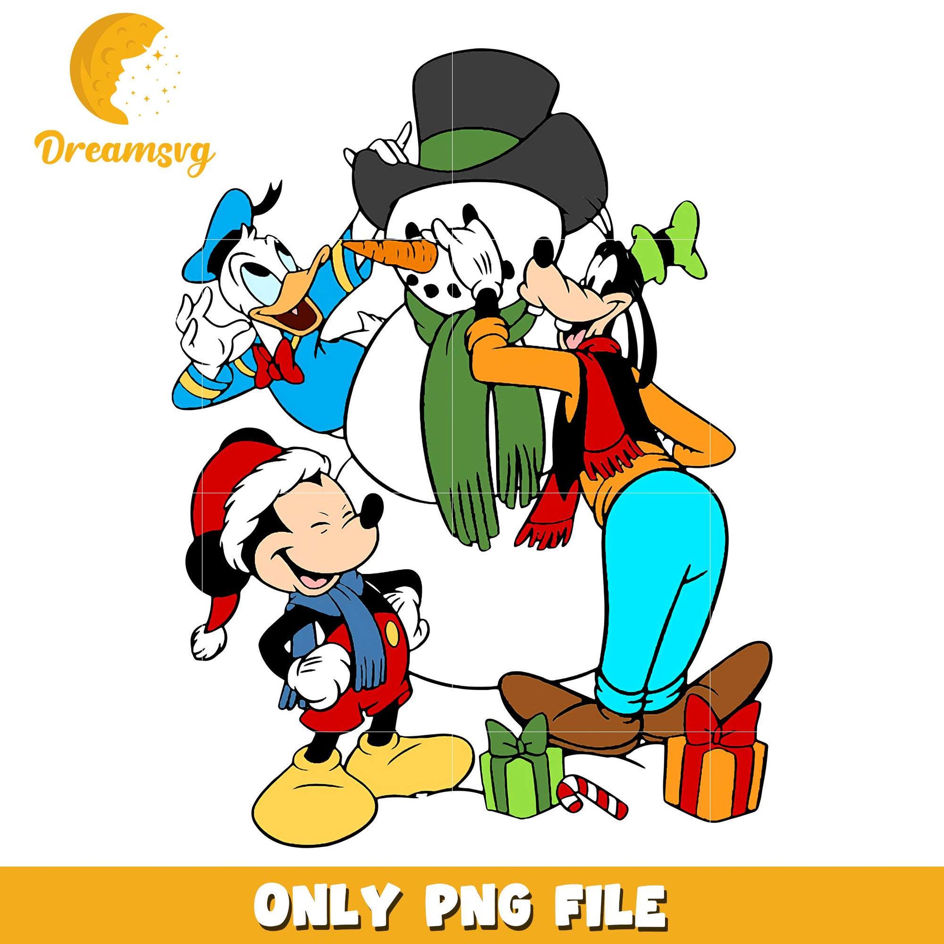 Mickey and friends making snowman png, disney png, christmas png