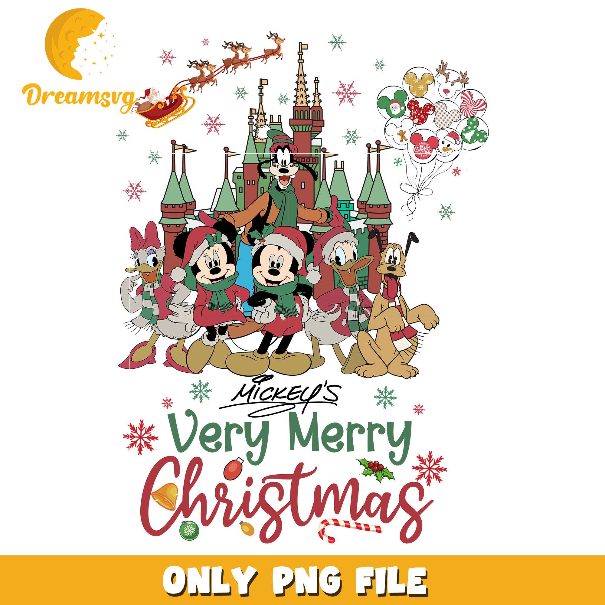 Mickey and friends very christmas day png, mickey png, christmas png