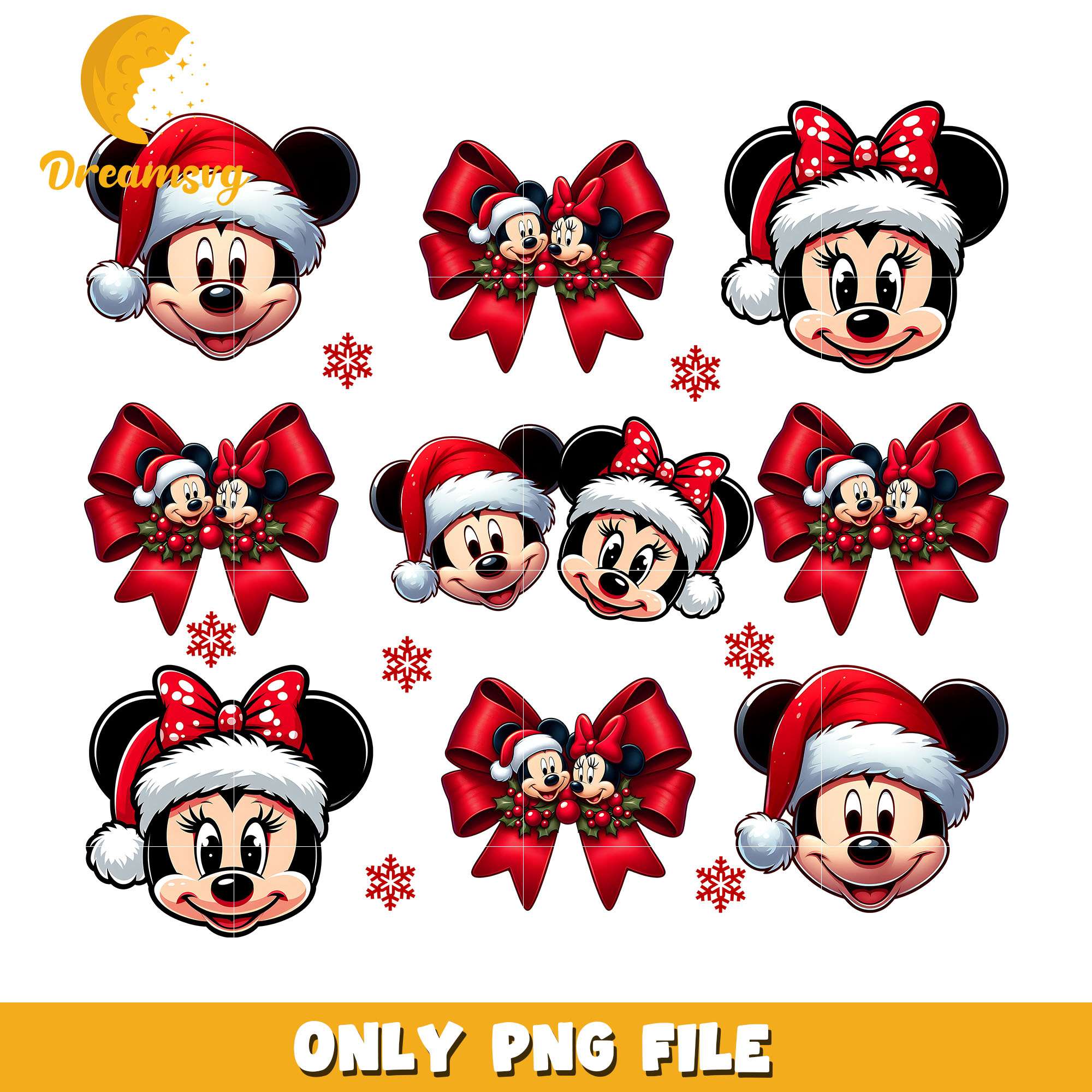 Mickey and minnie bow bundle png, christmas bow png, christmas png