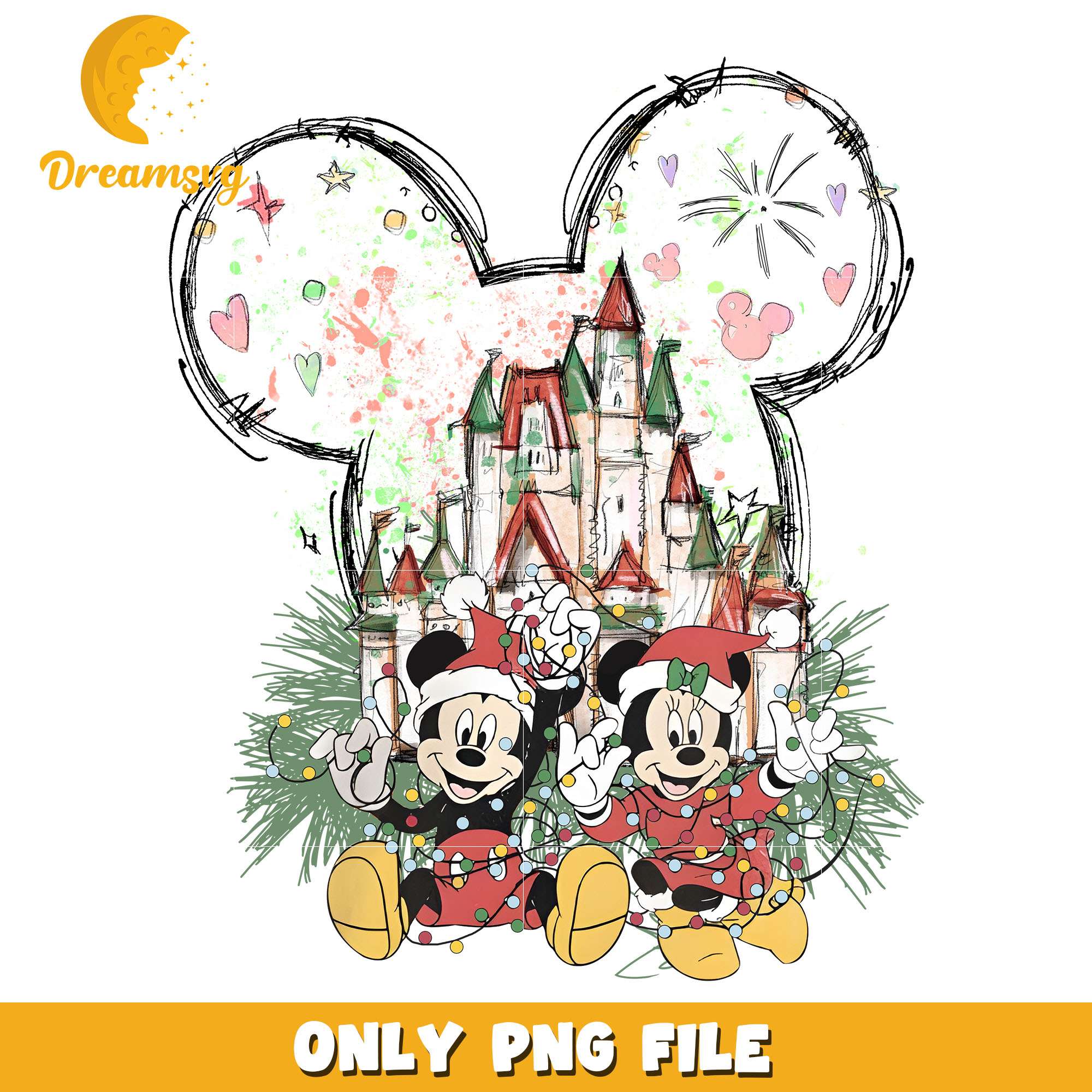 Mickey and minnie castle png, disney png, christmas png