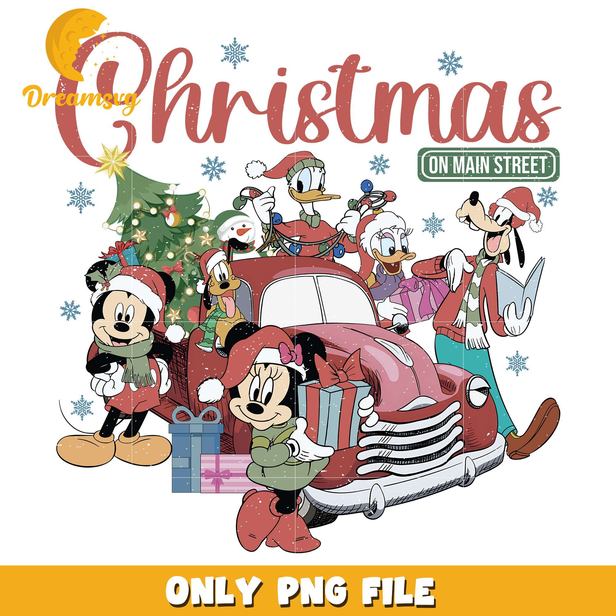 Mickey christmas main on street png, disney png, christmas png