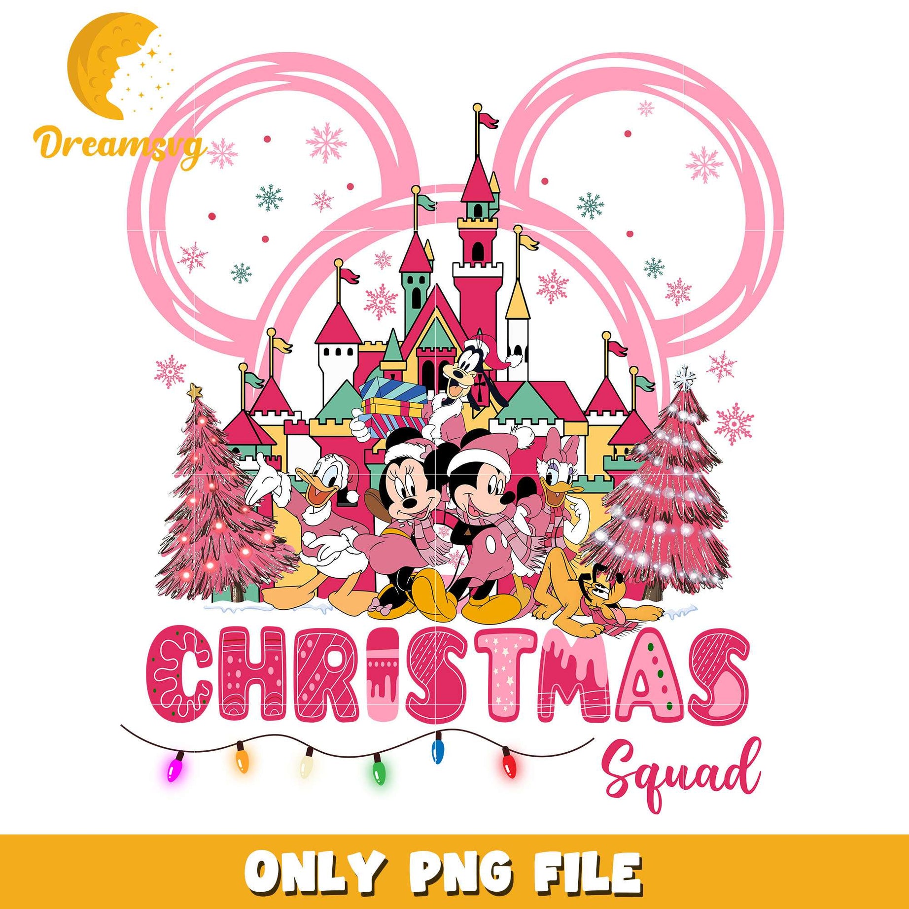 Mickey christmas squad pink png, disney png, christmas png