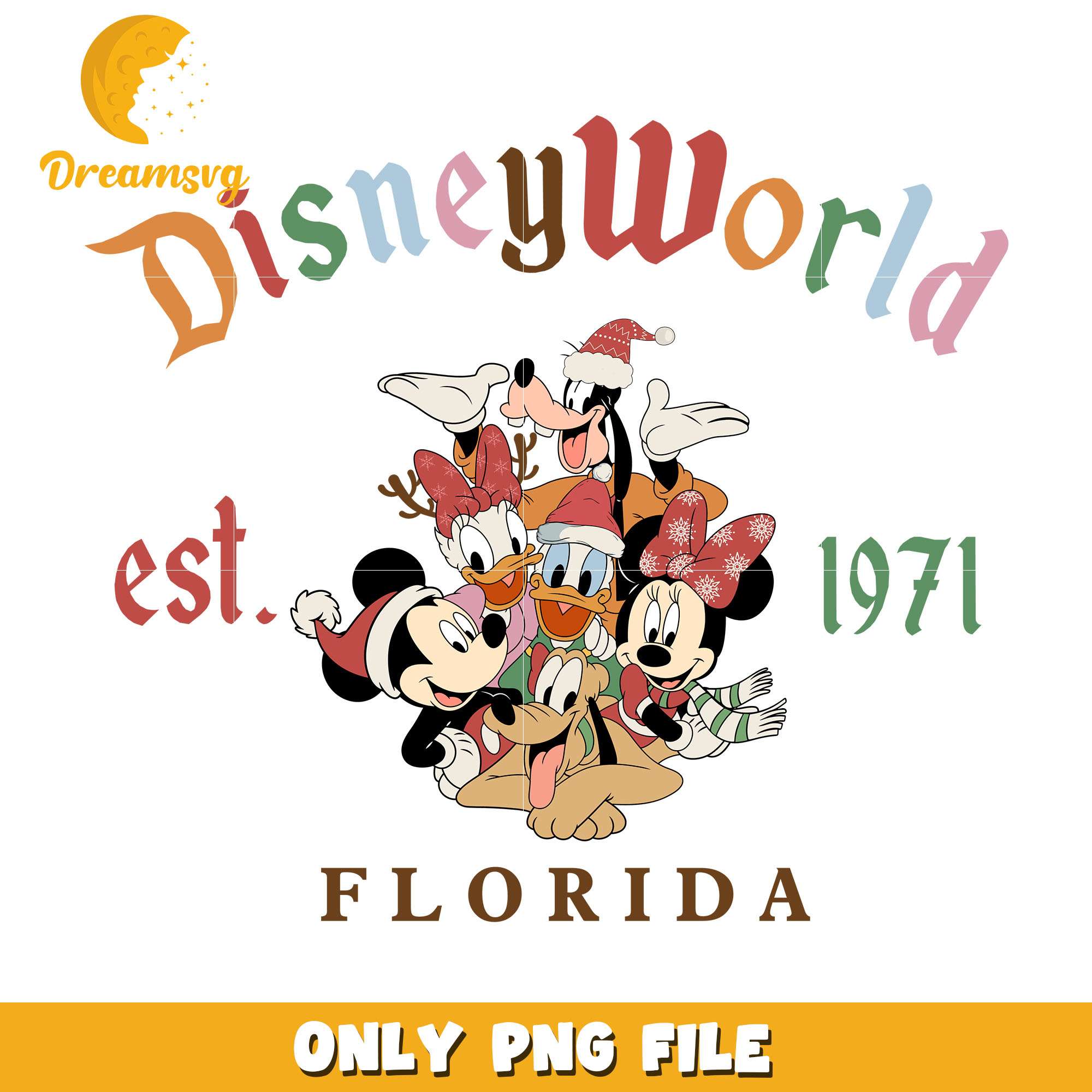 Mickey disneyworld est 1971 png, disney png, christmas png