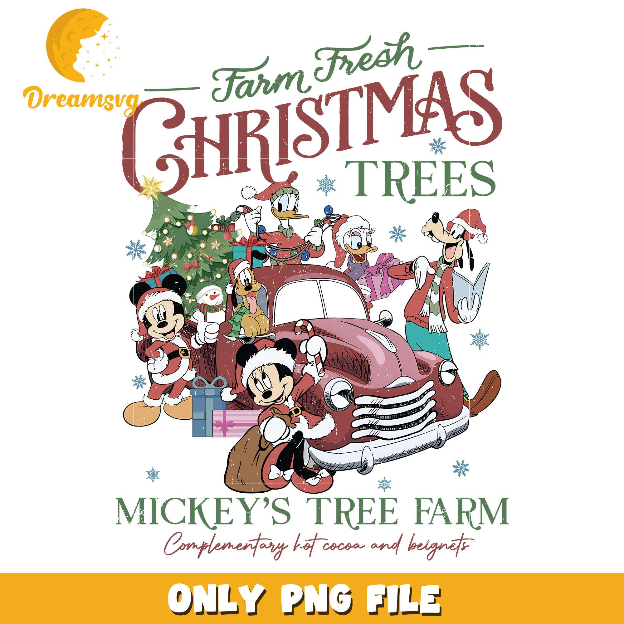 Mickey farm fresh christmas trees png, disney png, christmas png