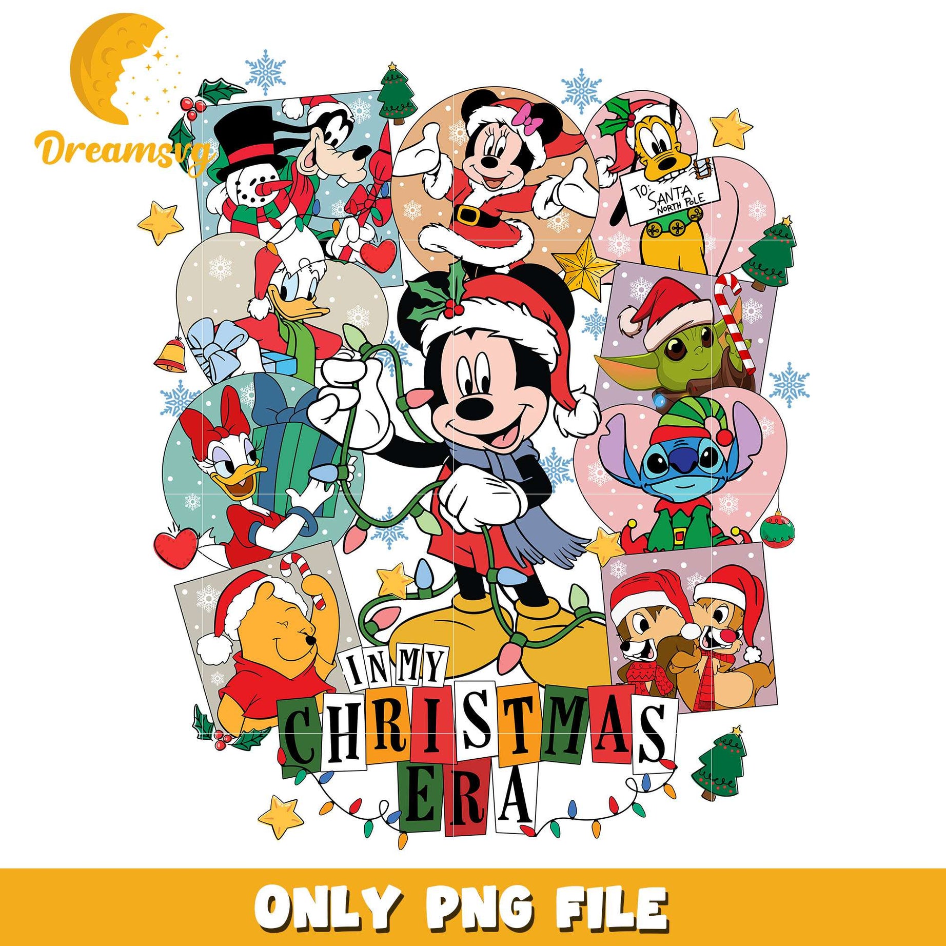 Mickey friends in my christmas era png, disney png, christmas png