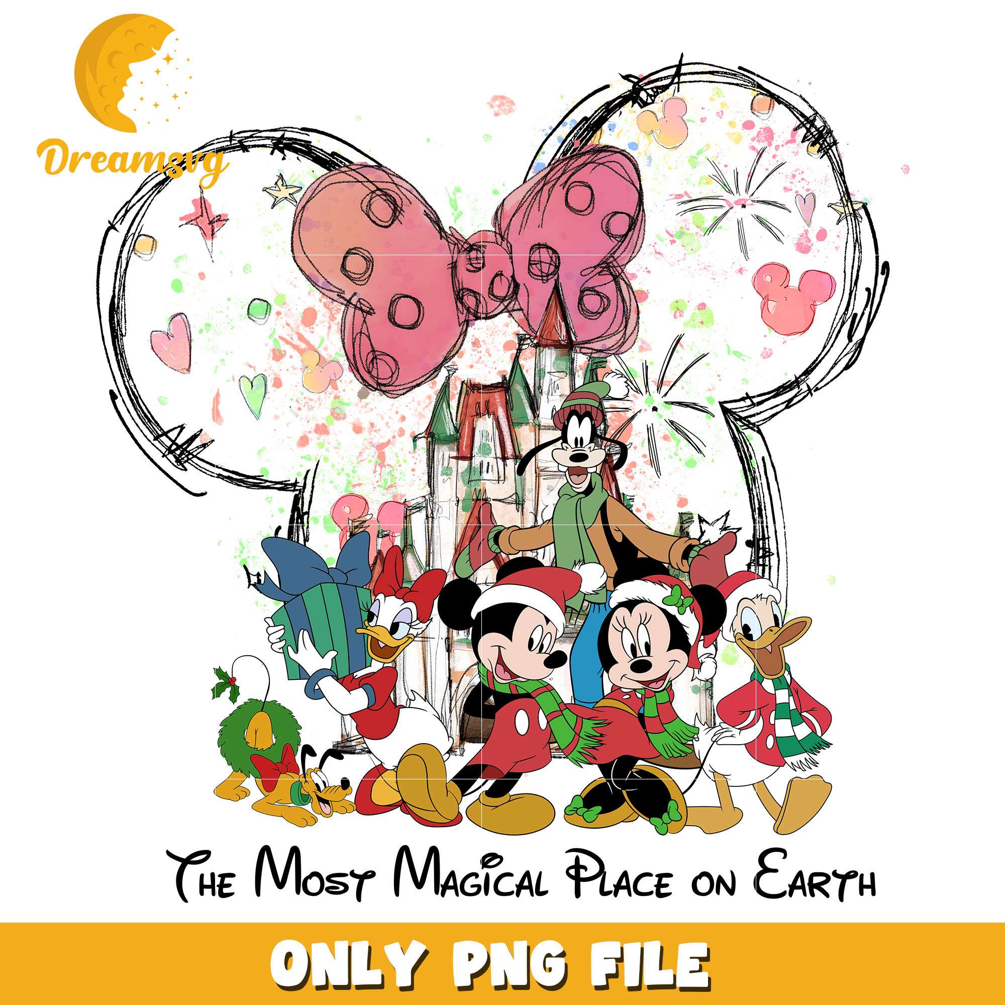 Mickey friends the most magical place png, disney png, christmas png