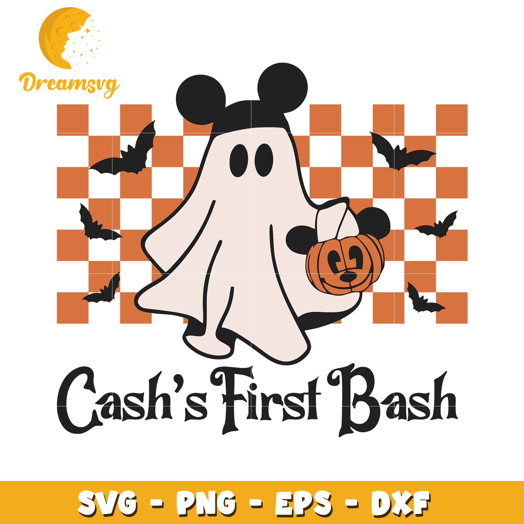 Mickey ghost cash's first bash svg, Disney friends halloween vibes svg