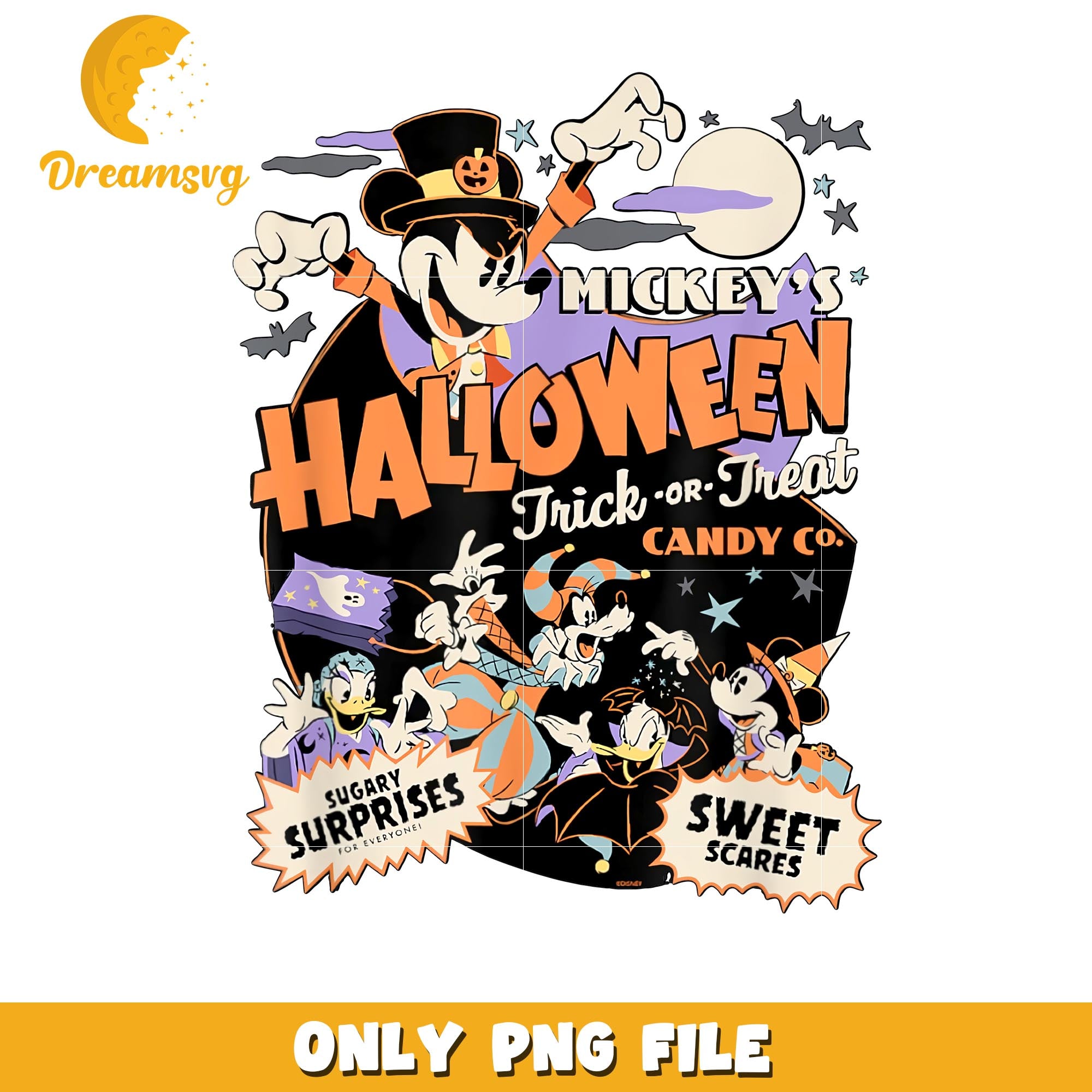 Mickey halloween trick or treat png, Disney cartoon halloween friends png