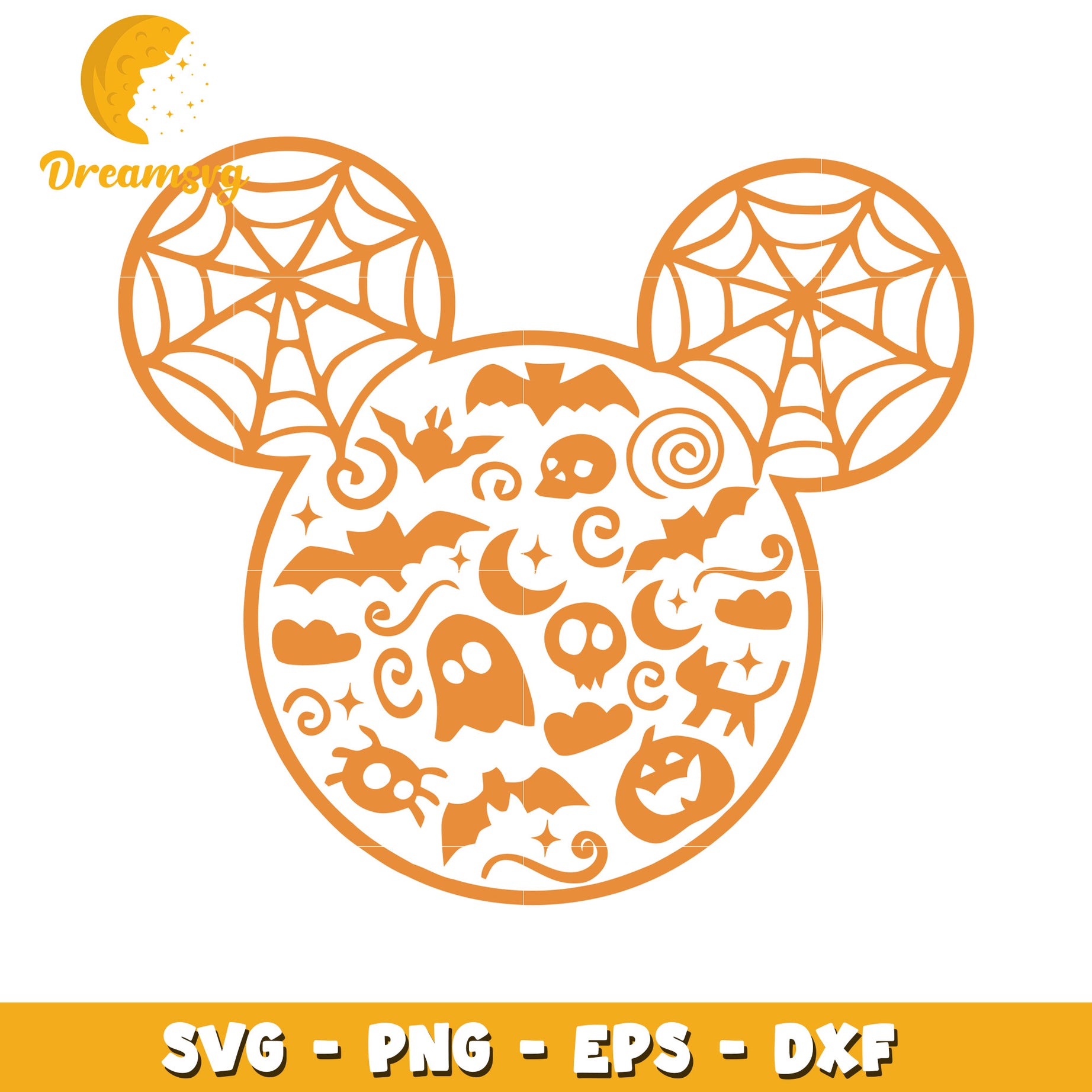 Mickey head halloween pattern svg, Disney movies halloween svg