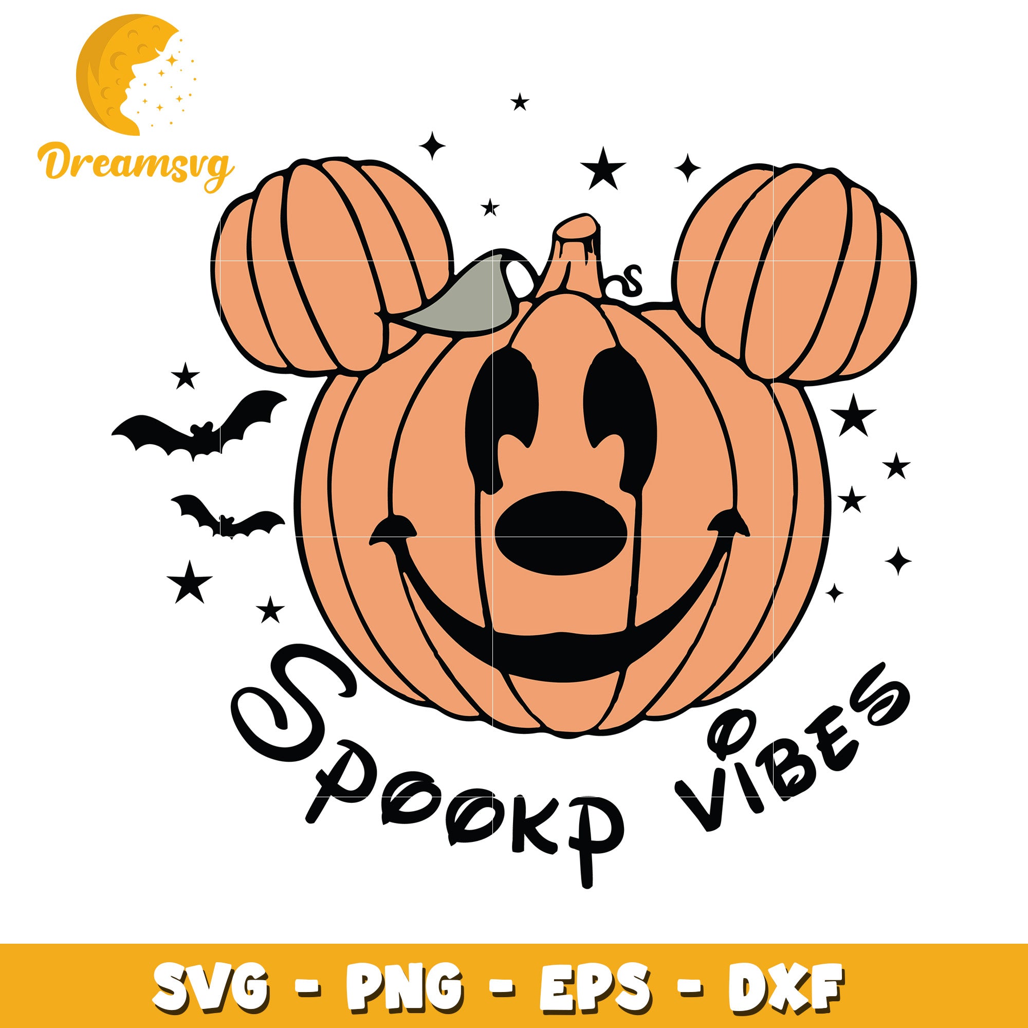 Mickey head spooky vibes svg, Disney friends halloween vibes svg