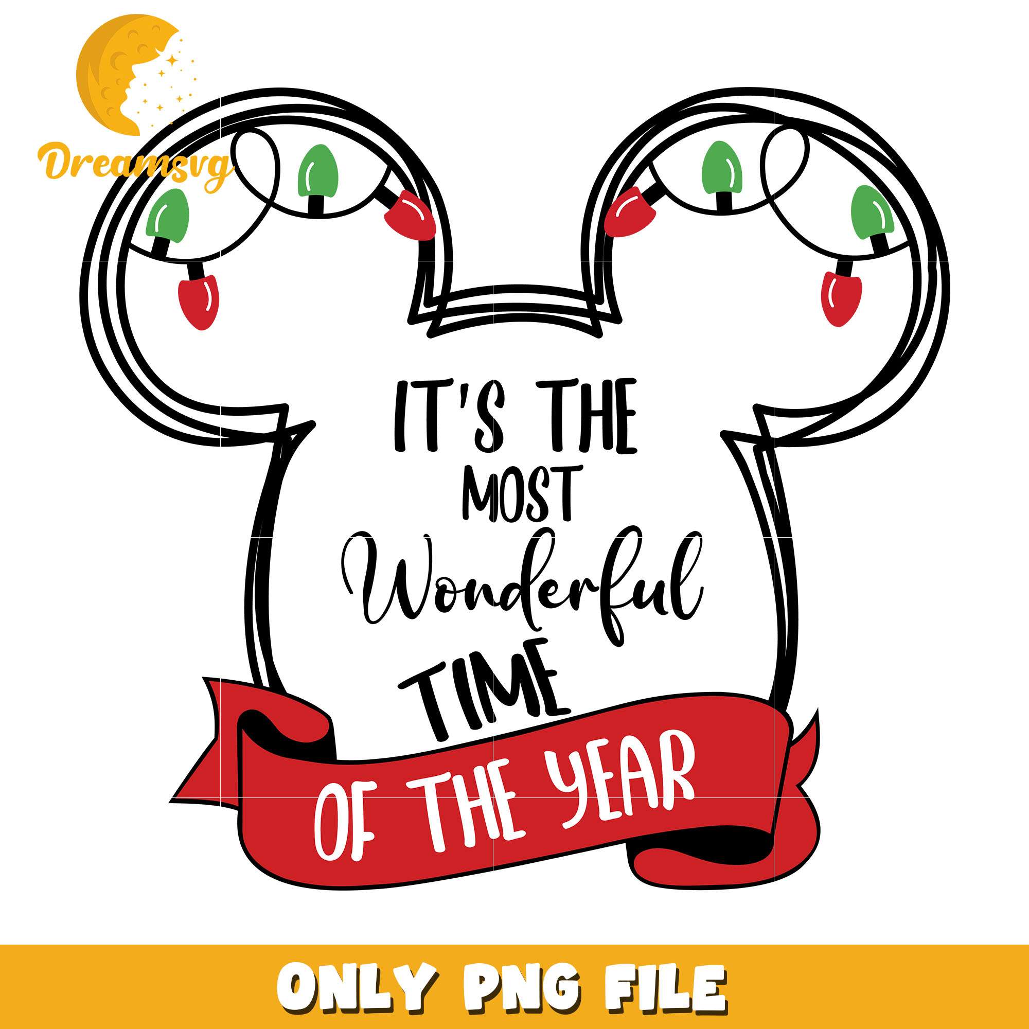 Mickey it's the most wonderful time png, mickey png, christmas png