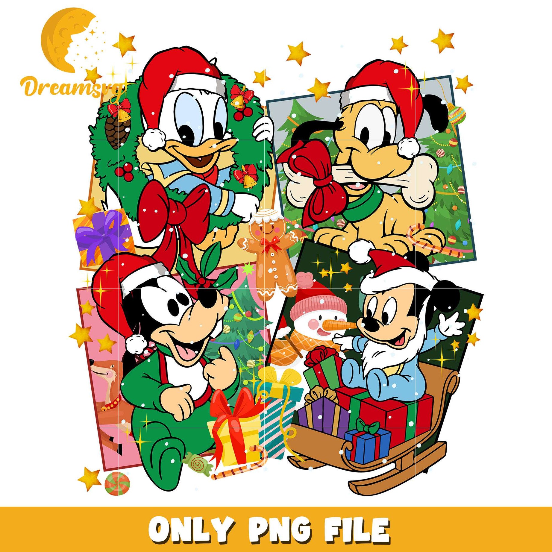 Mickey mouse and friends baby png, disney png, christmas png