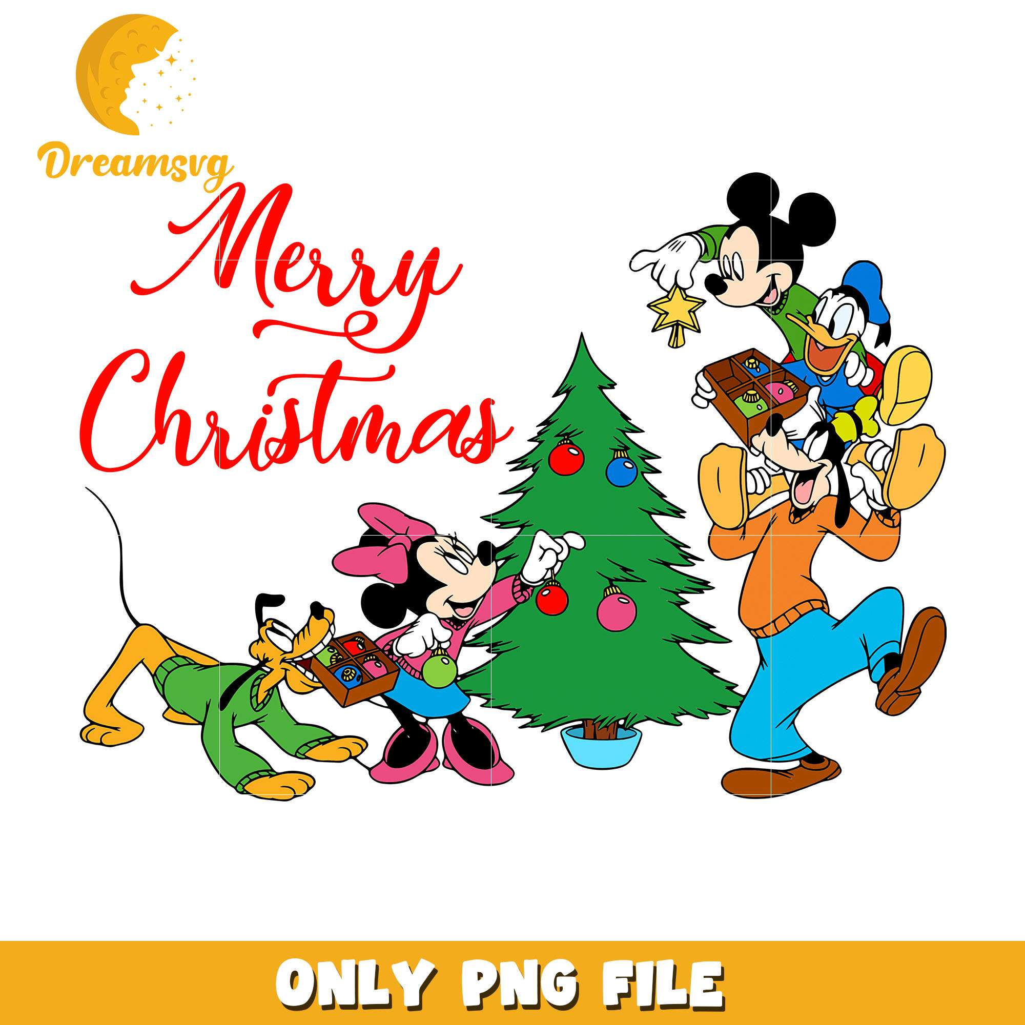 Mickey mouse and friends christmas tree png, disney png, christmas png