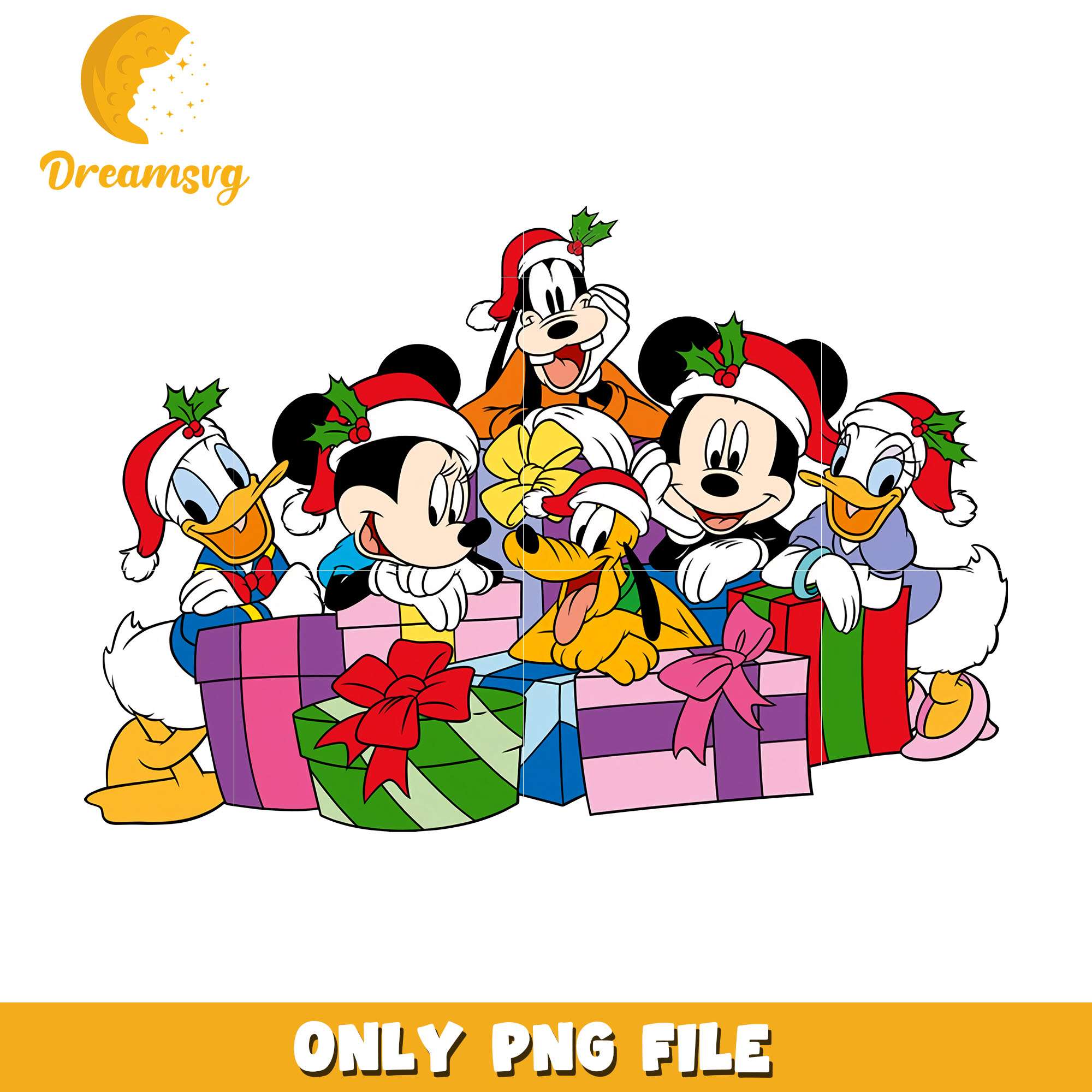 Mickey mouse and friends gift png, disney png, christmas png