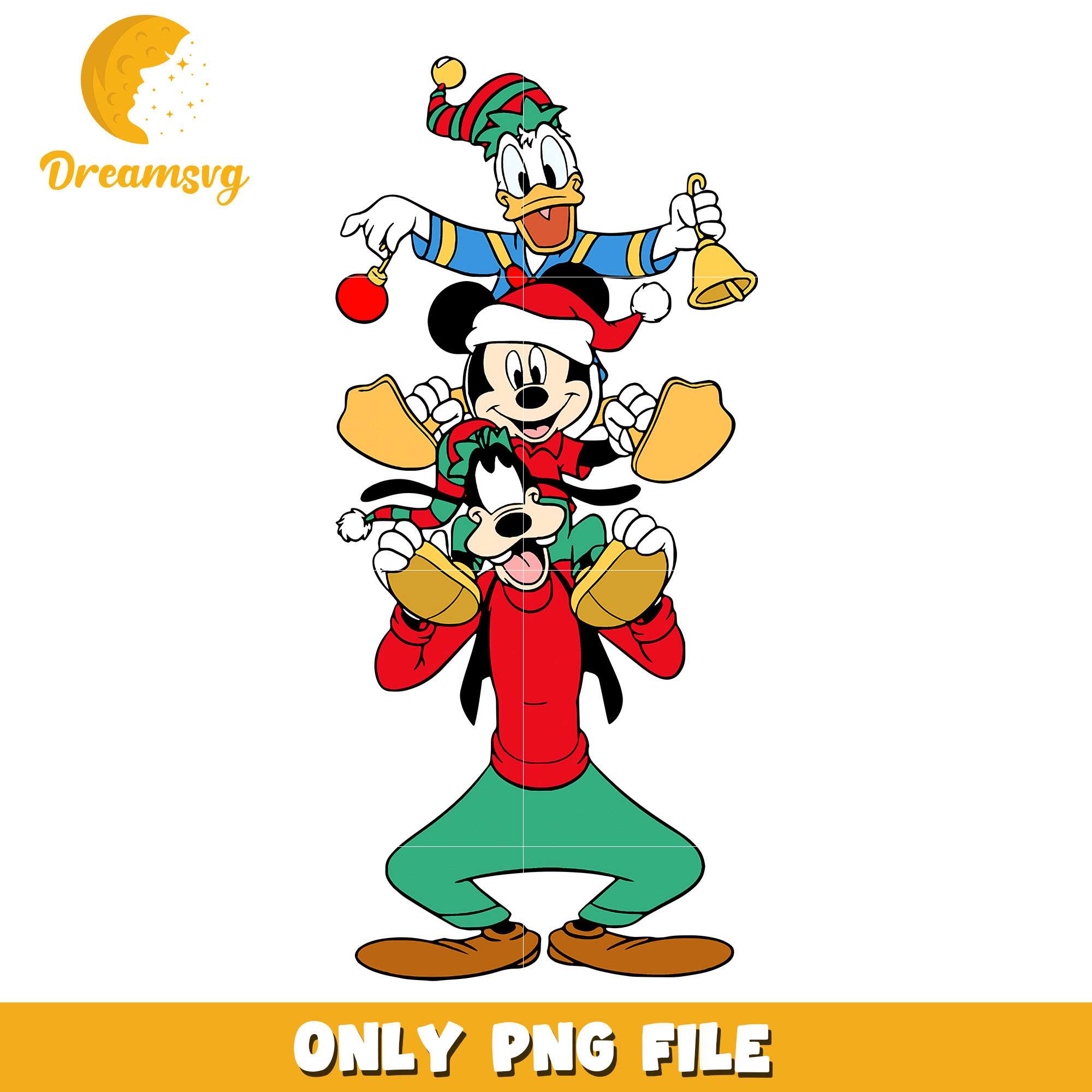 Mickey mouse and friends on christmas png, disney png, christmas png