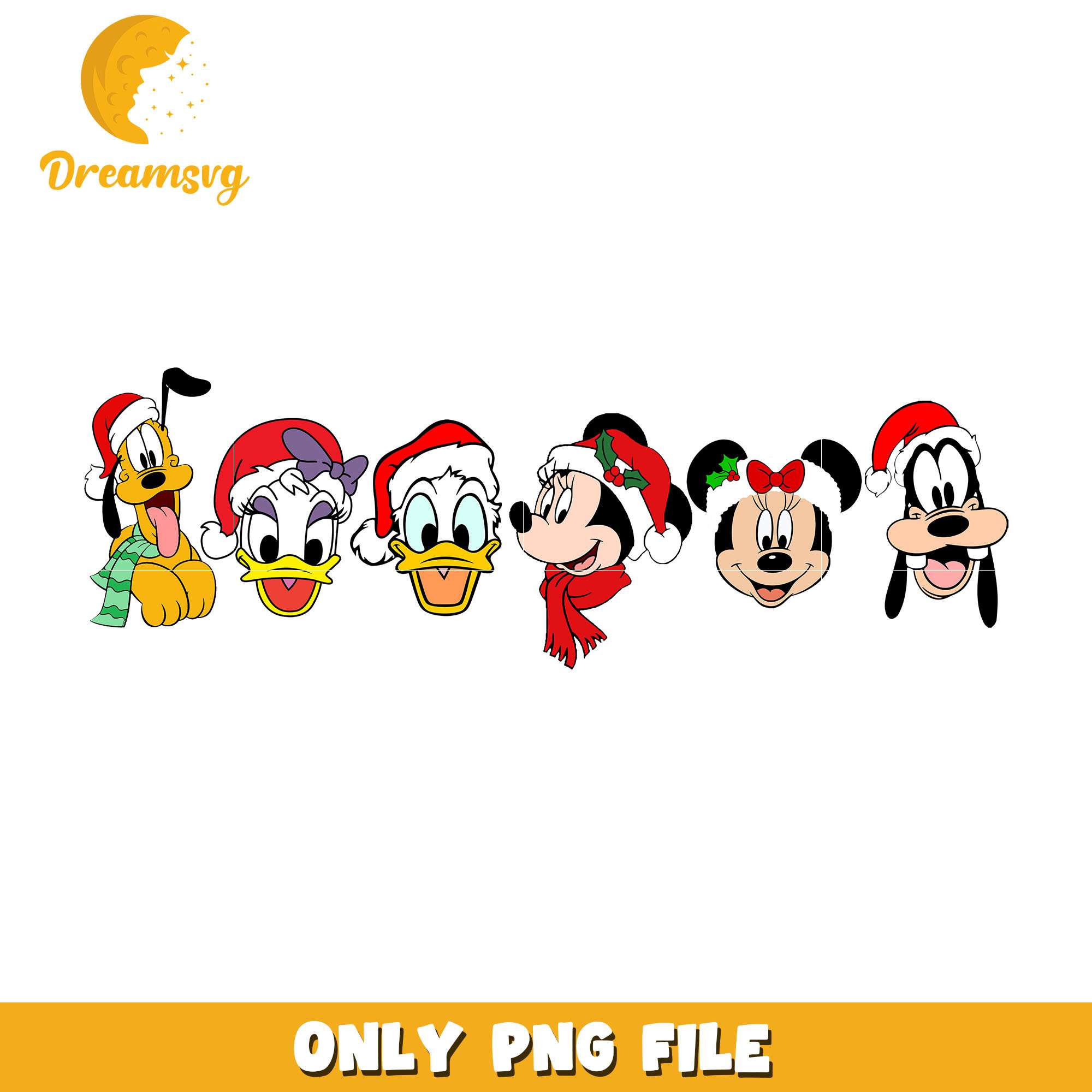 Mickey mouse and friends santa hat png, disney png, christmas png