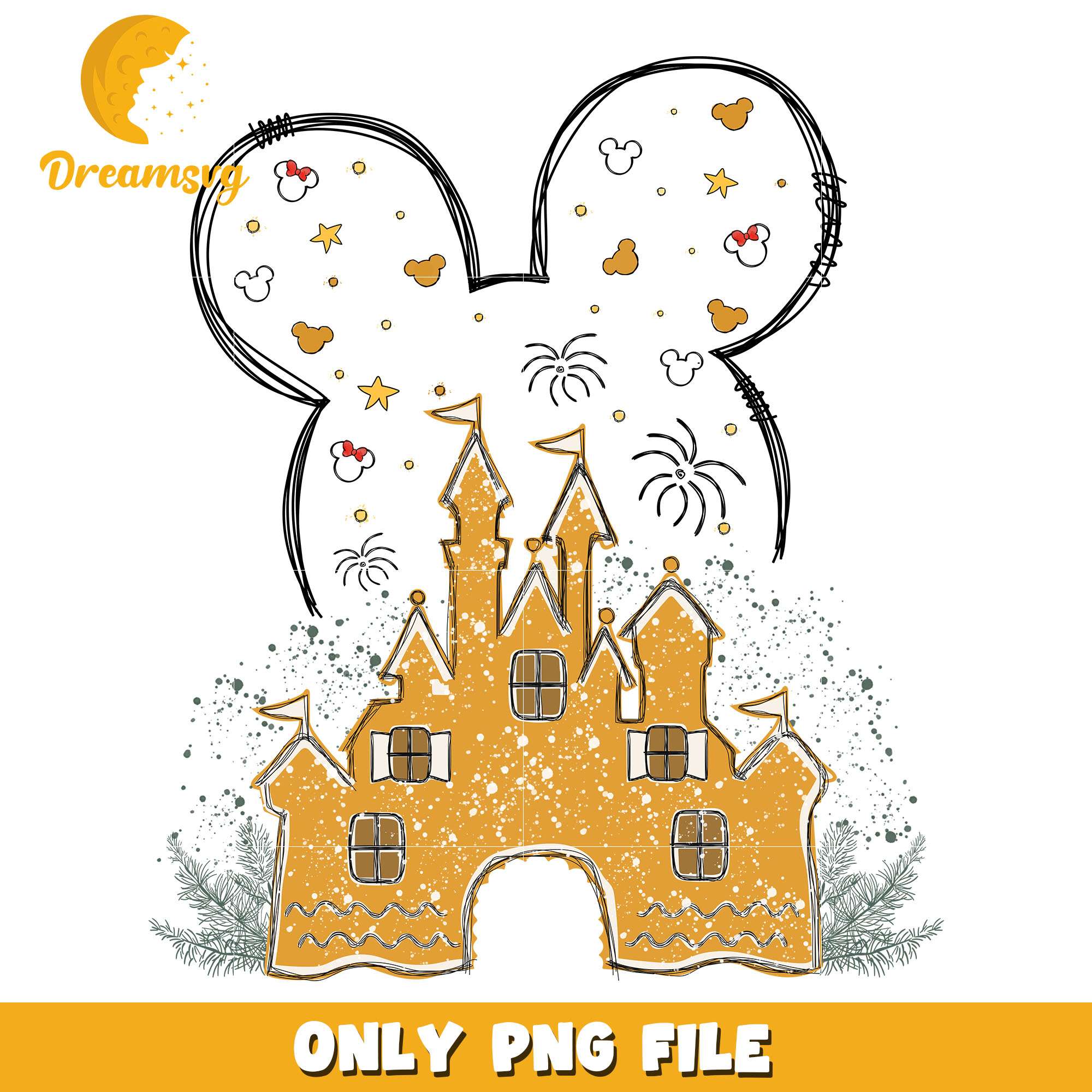 Mickey mouse character castle png, disney png, christmas png