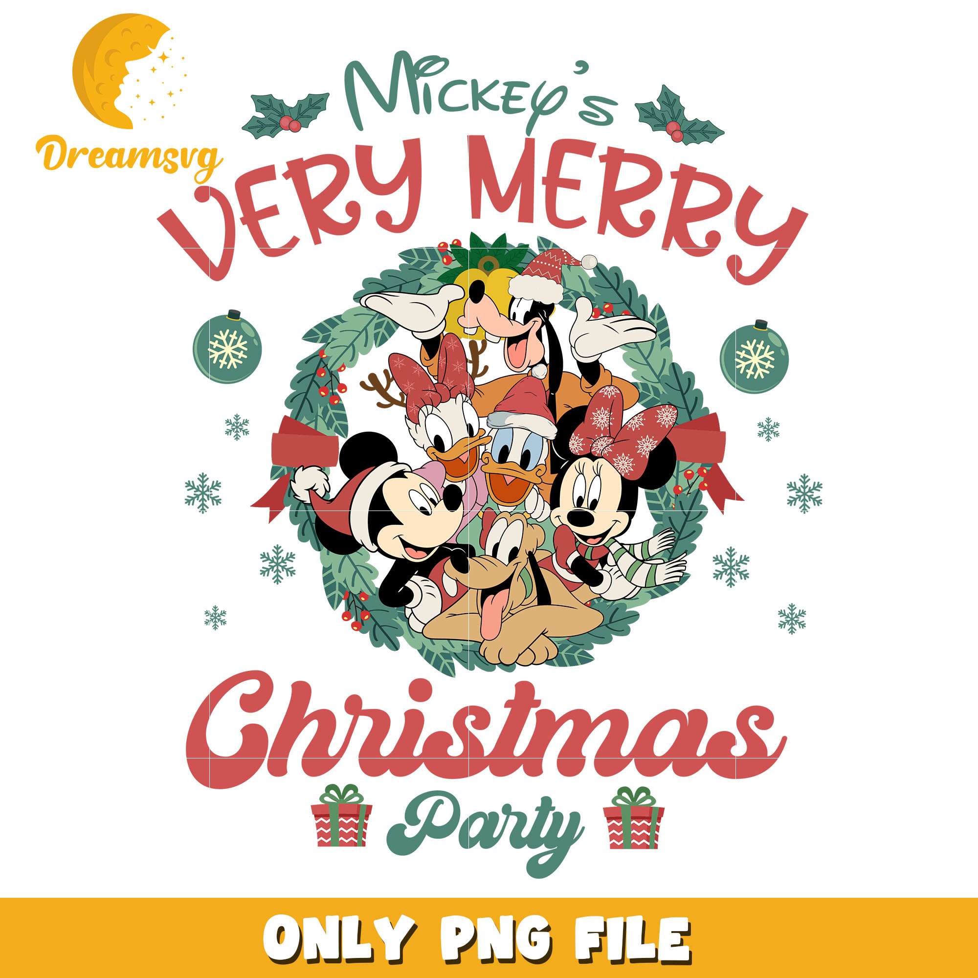 Mickey mouse party very merry png, mickey png, christmas png