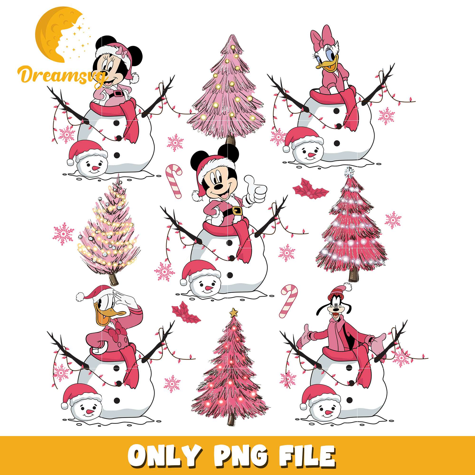 Mickey mouse pink christmas tree png, disney png, christmas png