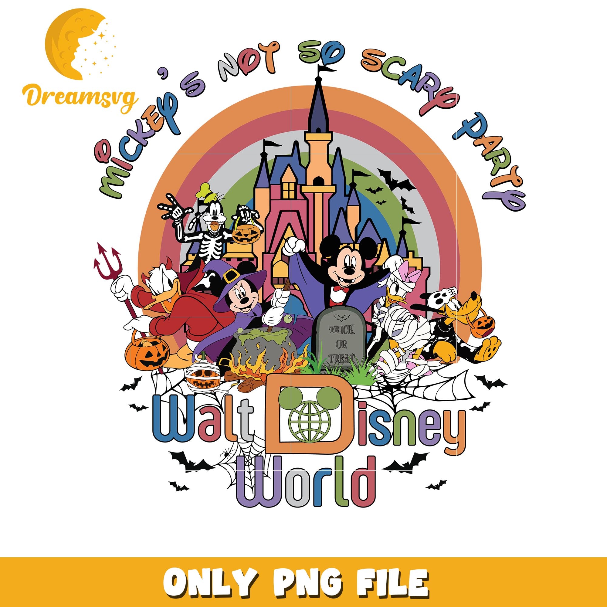 Mickey not so scary daddy png, Disney cartoon halloween friends png