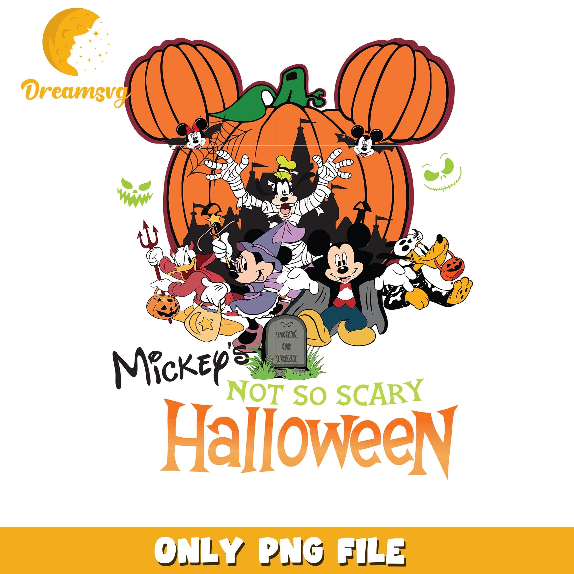 Mickey pumpkin not so scary png, Disney cartoon halloween friends png