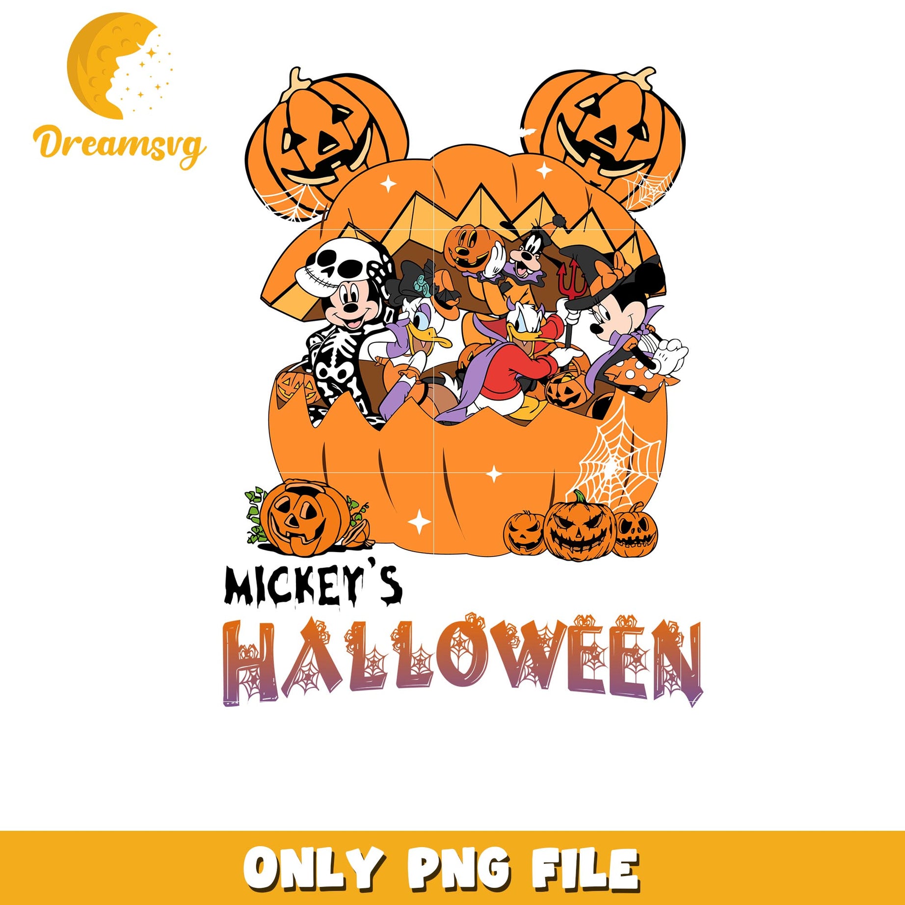 Mickey's halloween on pumpkin png, Disney cartoon halloween friends png