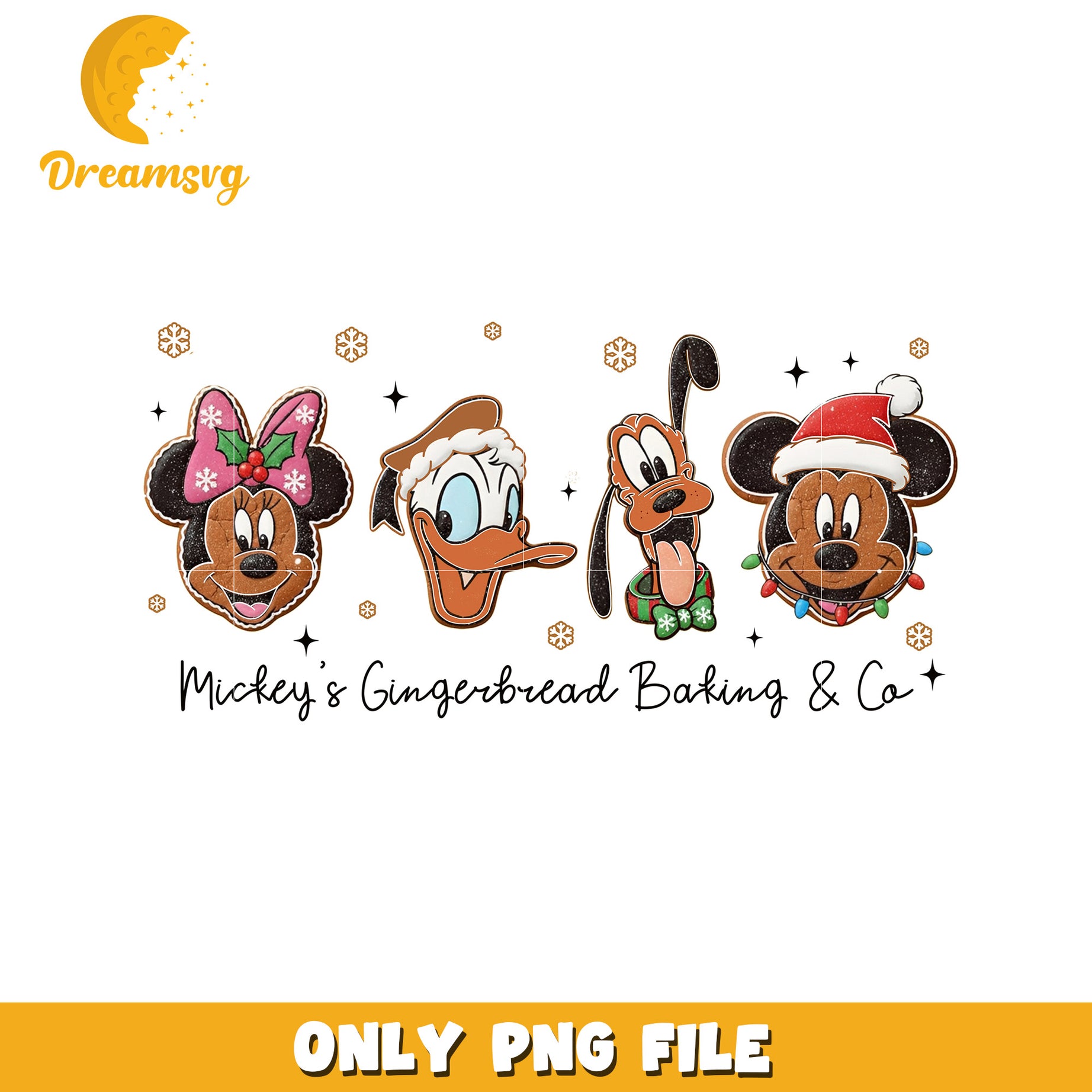 Mickey's ginger bread baking png, festive disney png, winter wonderland png
