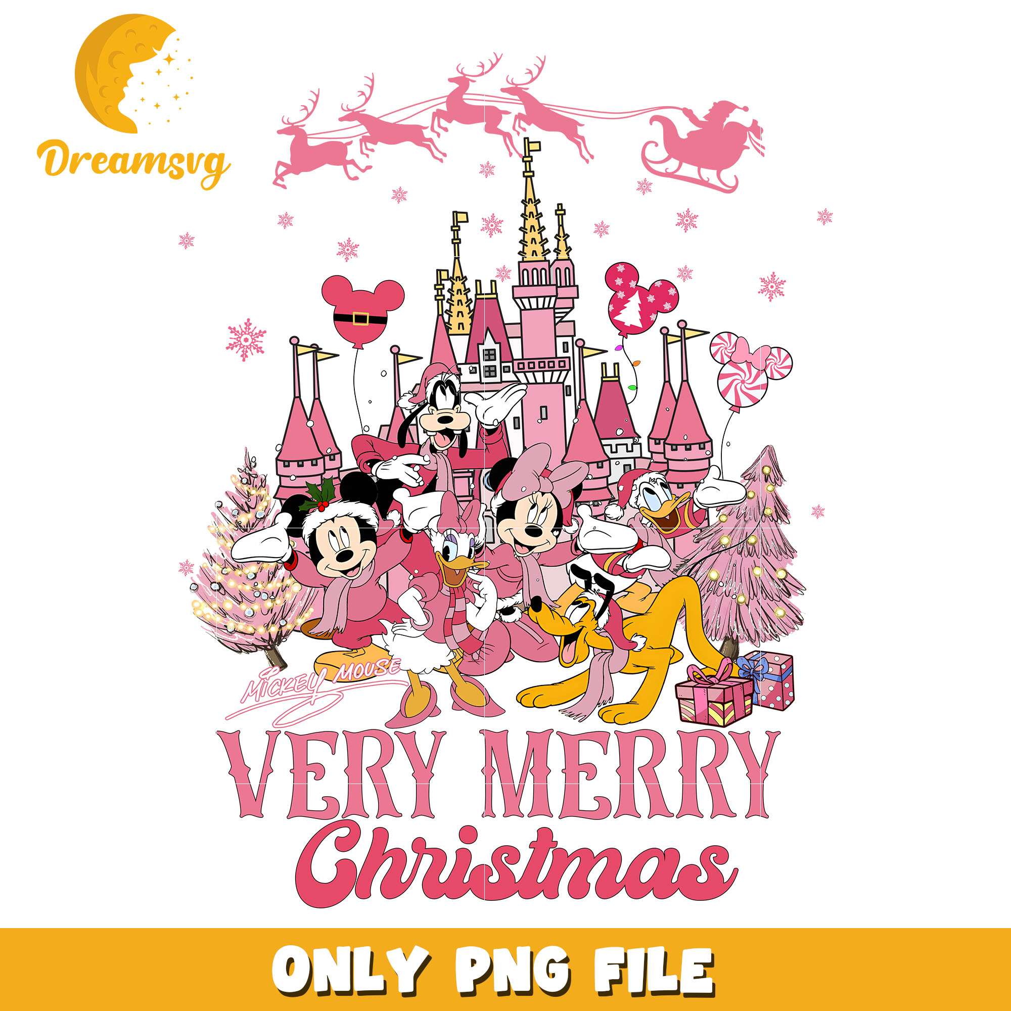 Mickey very merry christmas pink png, disney png, christmas png