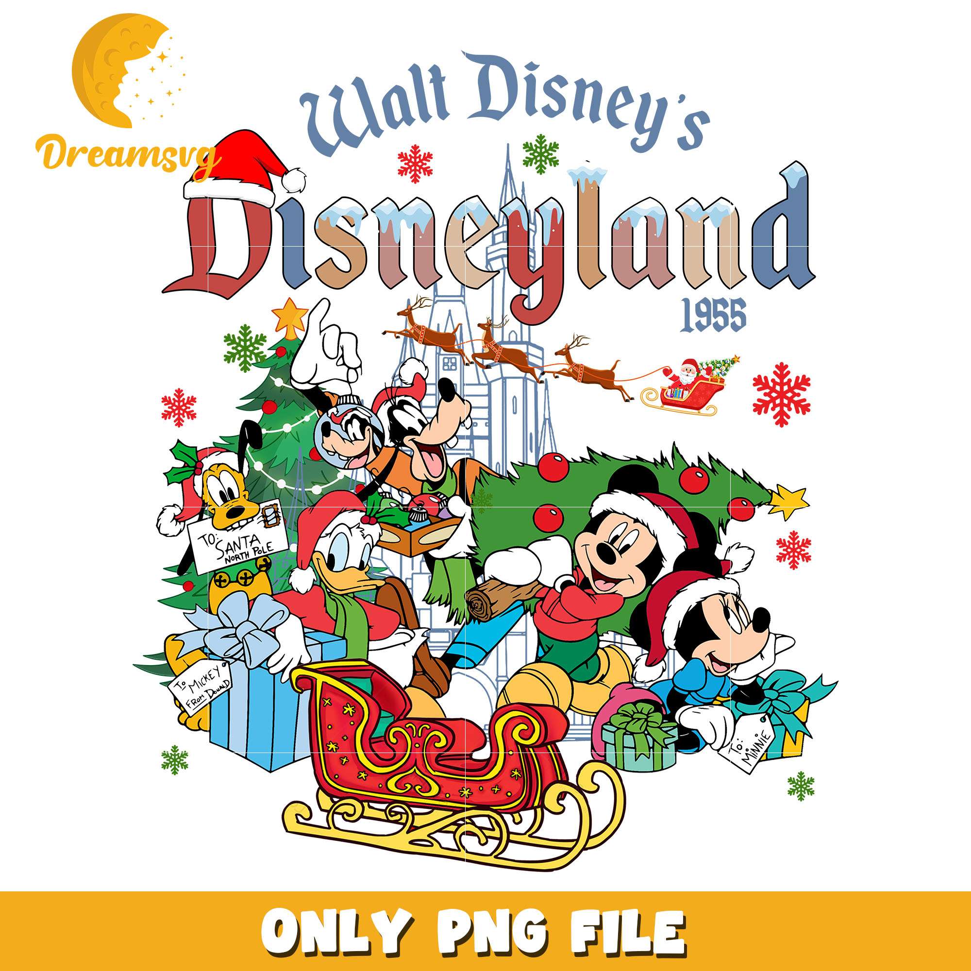 Mickey walt disney's disneyland 1955 png, disney png, christmas png