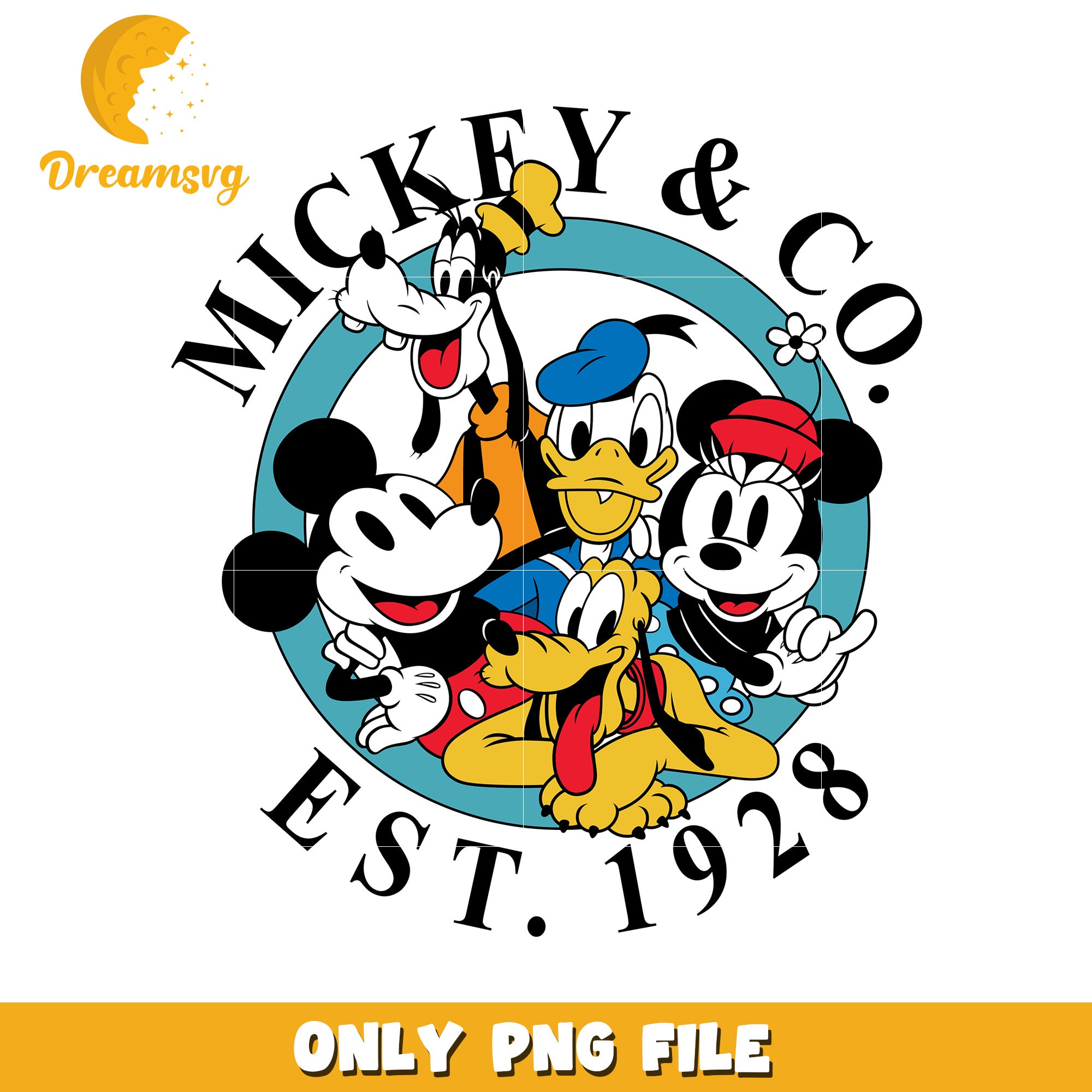 Mickey and Co Vintage Characters PNG Design File