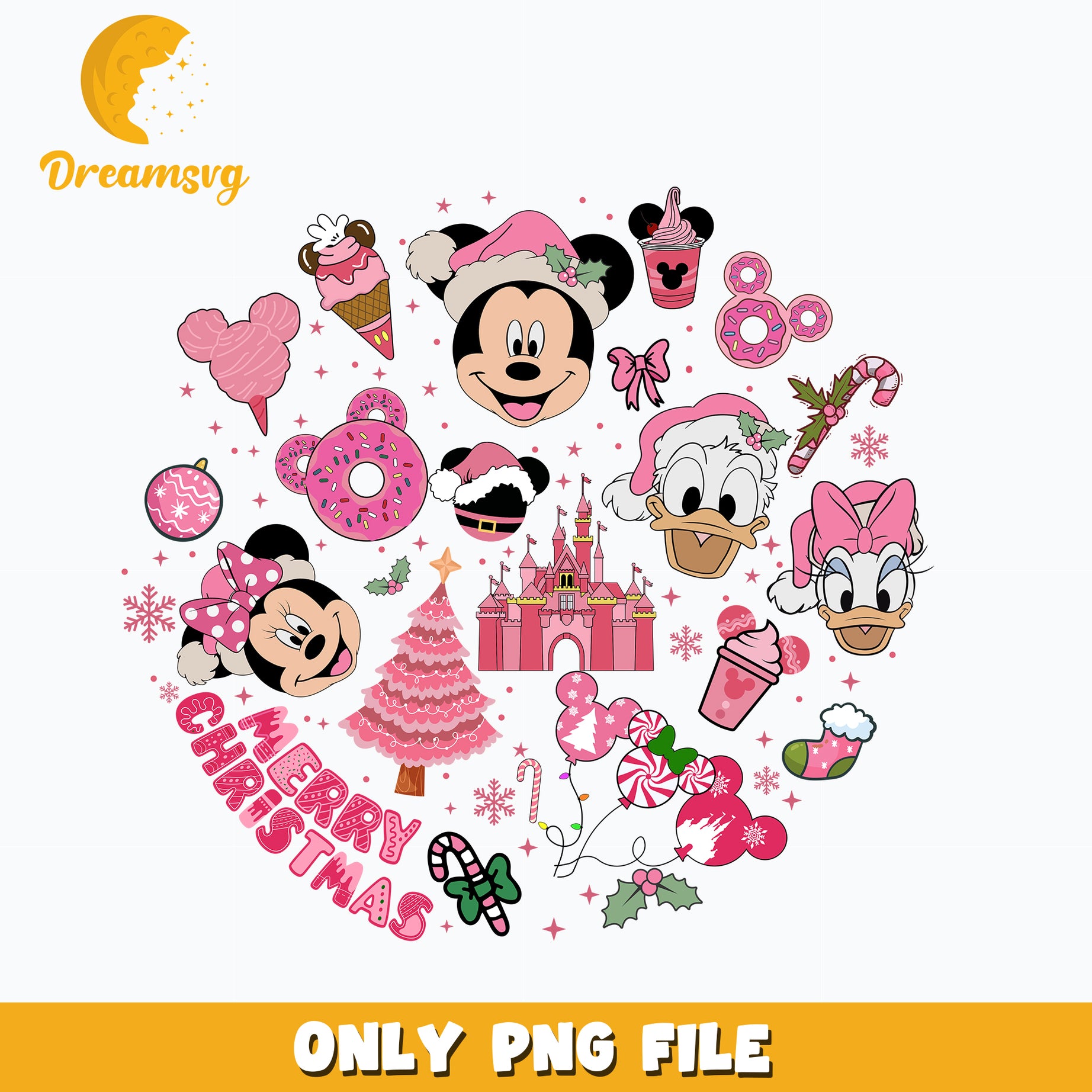 Mickey and Friends Pink Christmas png