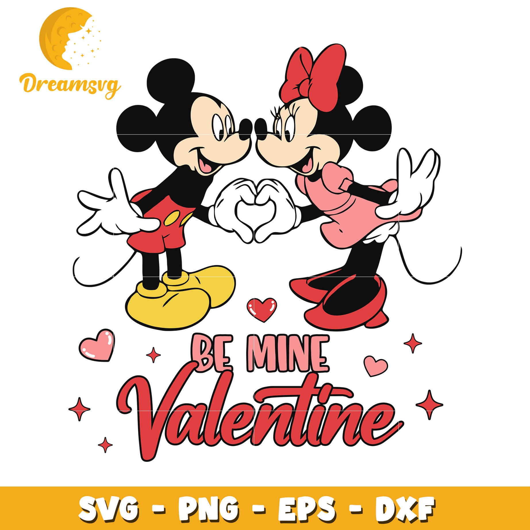 Mickey and Minnie Be Mine Valentine SVG Cut File for Crafts