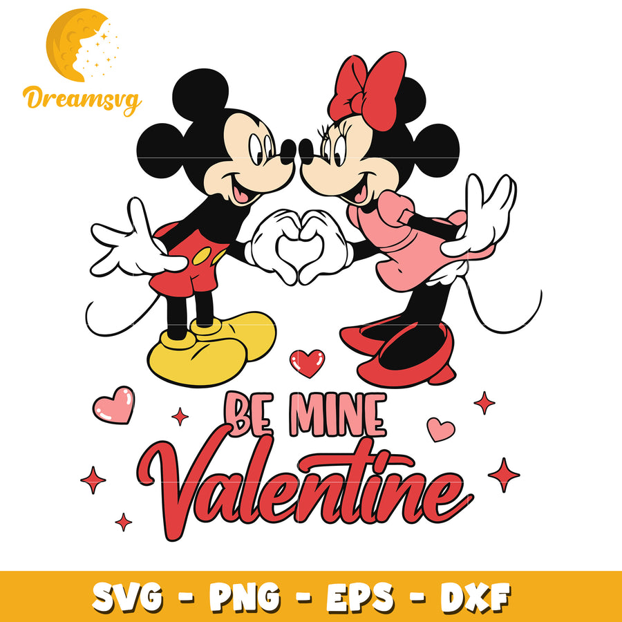 Mickey and Minnie Be Mine Valentine SVG Cut File for Crafts