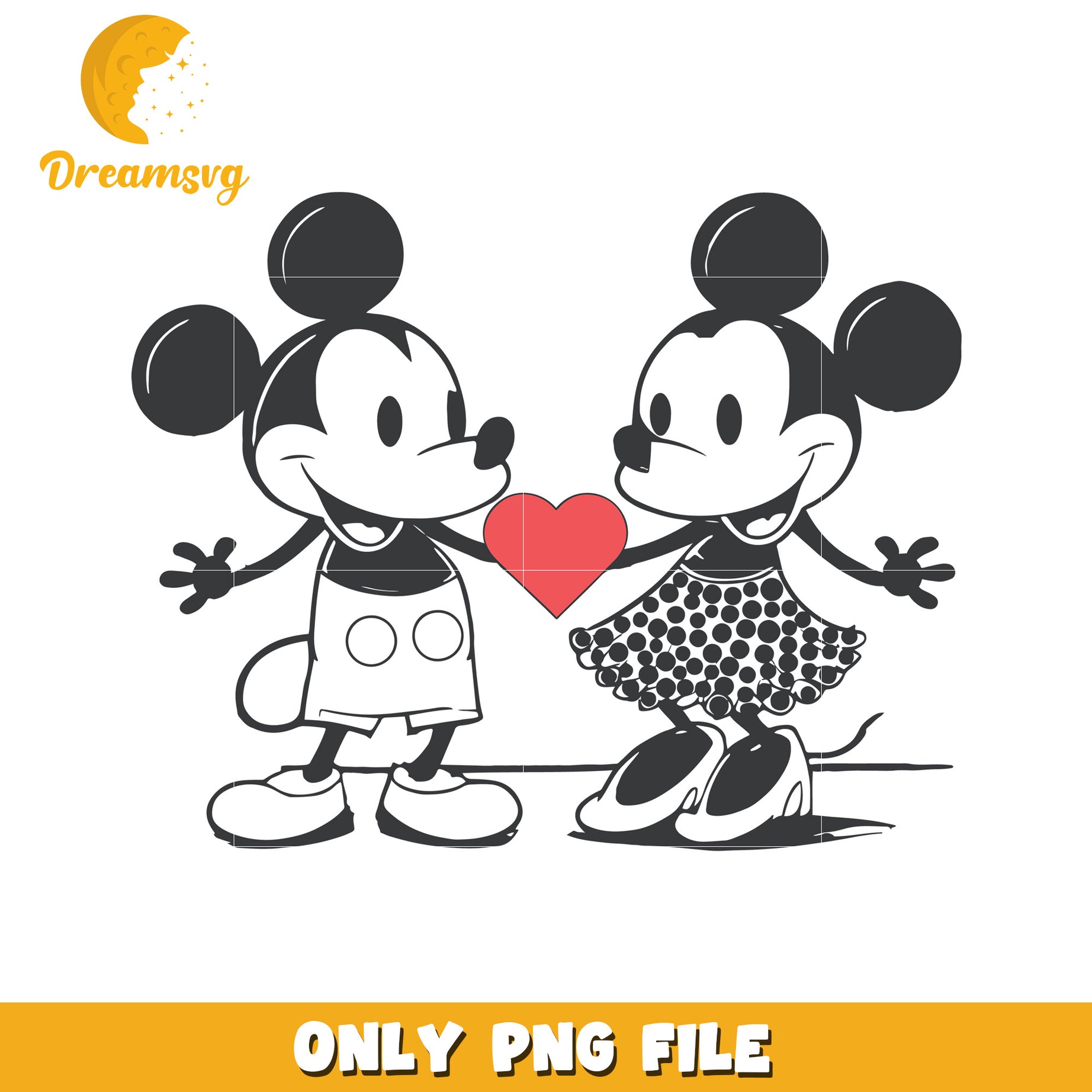 Mickey and Minnie Love Couple PNG File Downloadable Art