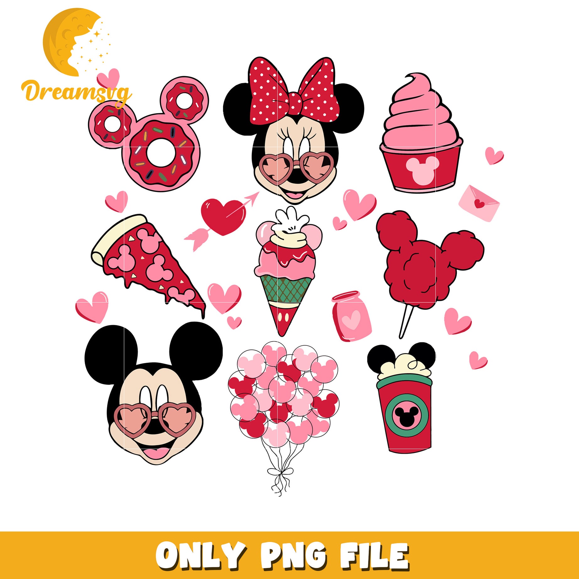 Mickey and Minnie Love Themed PNG Clipart Collection