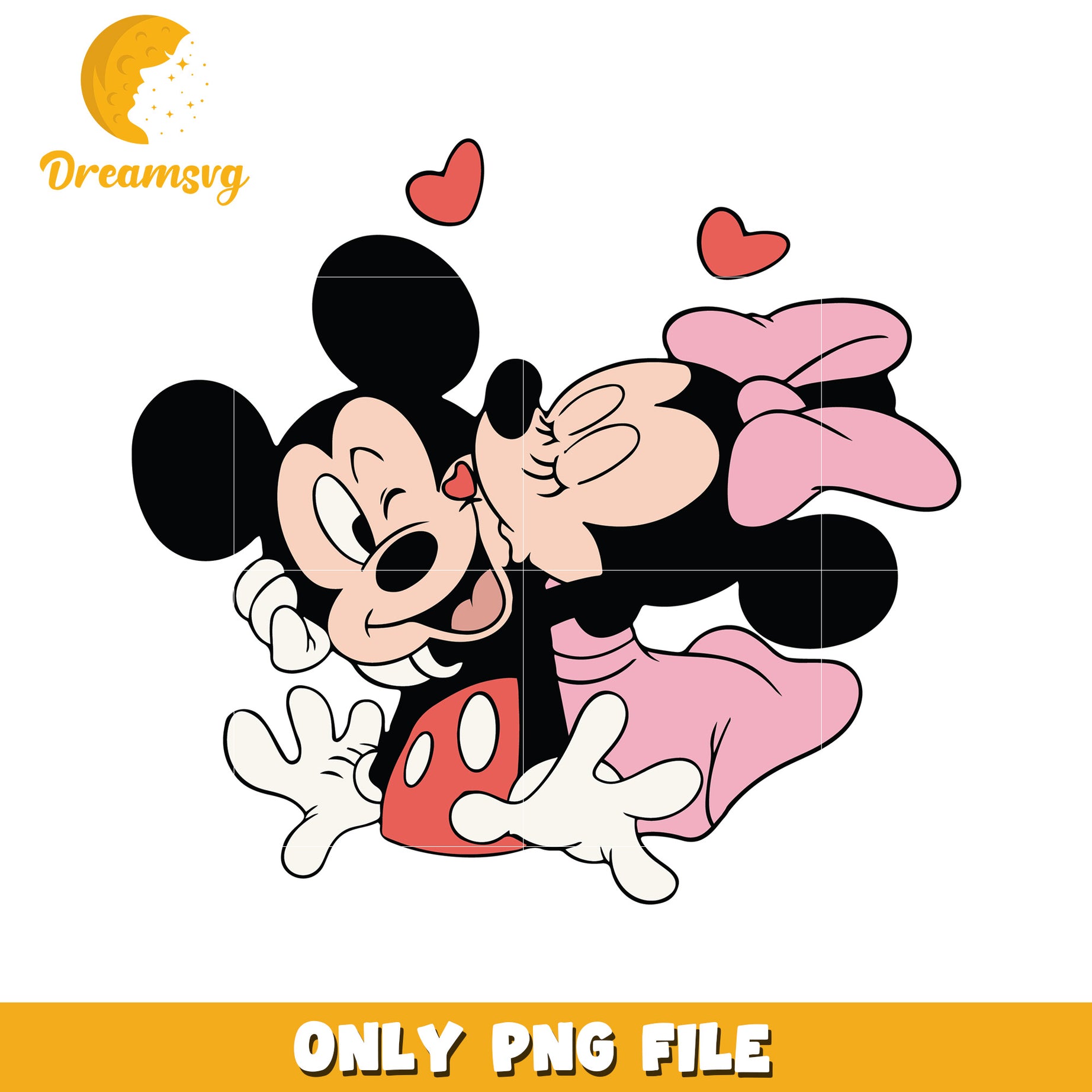 Mickey and Minnie Mouse Cute Love Kiss PNG Download File