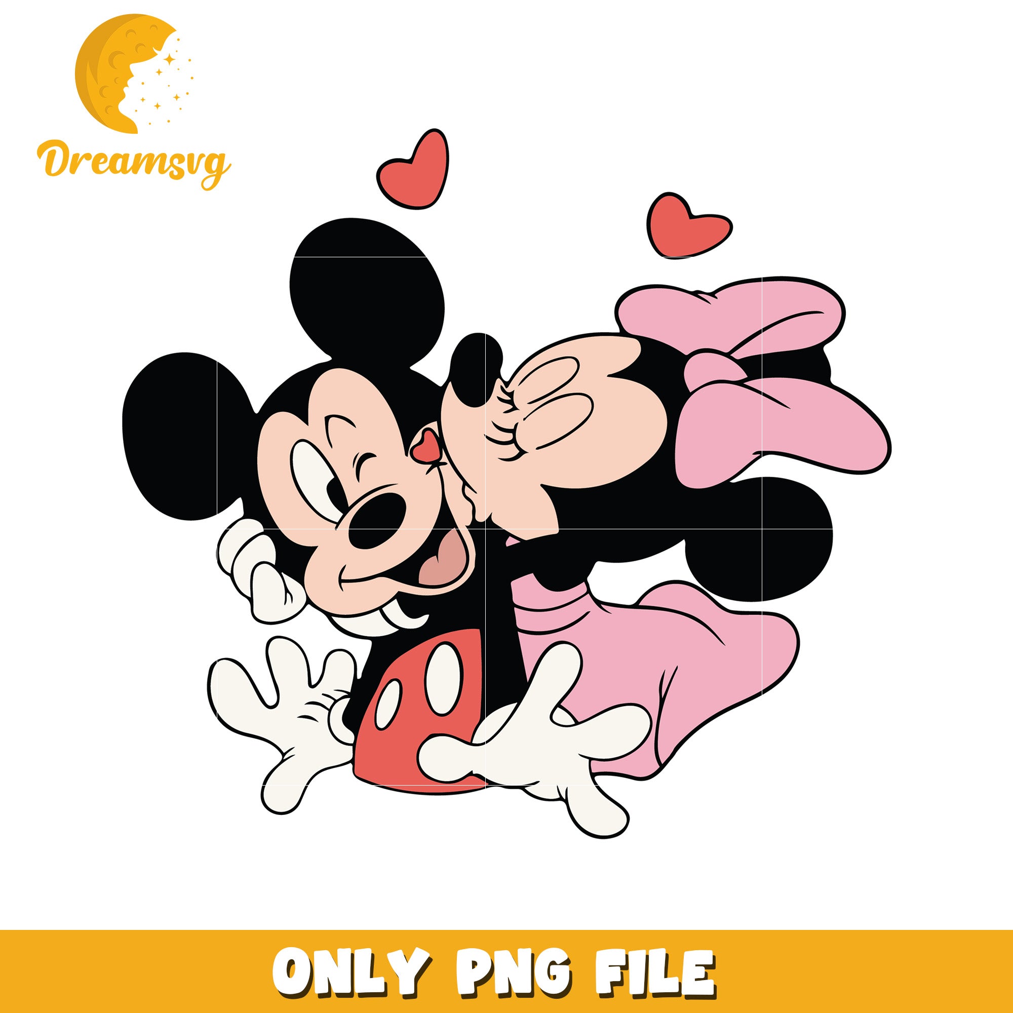 Mickey and Minnie Mouse Cute Love Kiss PNG Download File