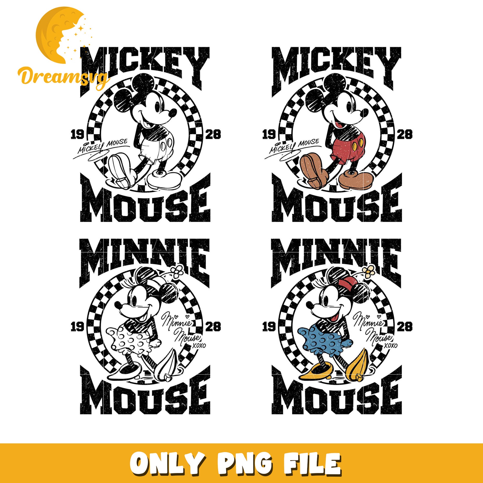 Mickey and Minnie Mouse Vintage Bundle PNG Designs