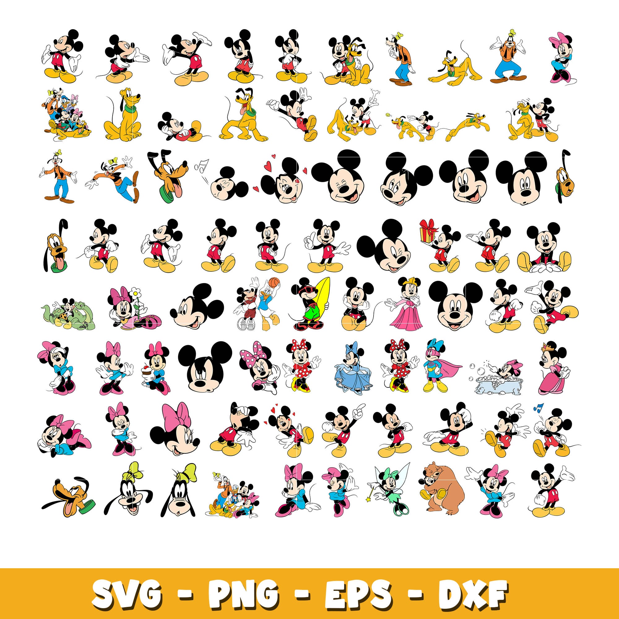 Disney Mickey Minnie Mouse bundle svg,  Disney cartoon svg, Digital download  