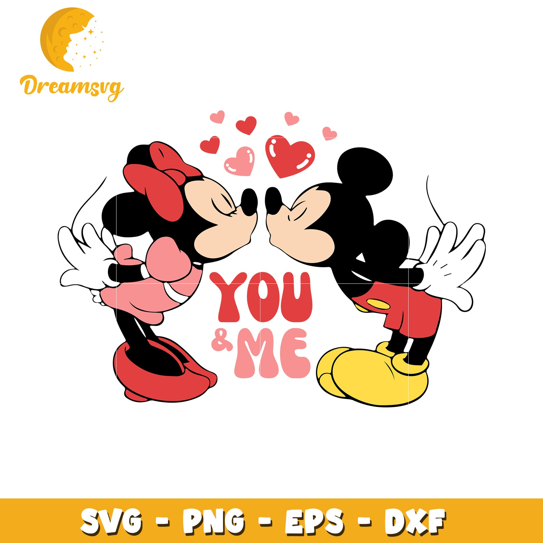 Mickey and Minnie SVG You and Me Kiss Design for Couples Decor