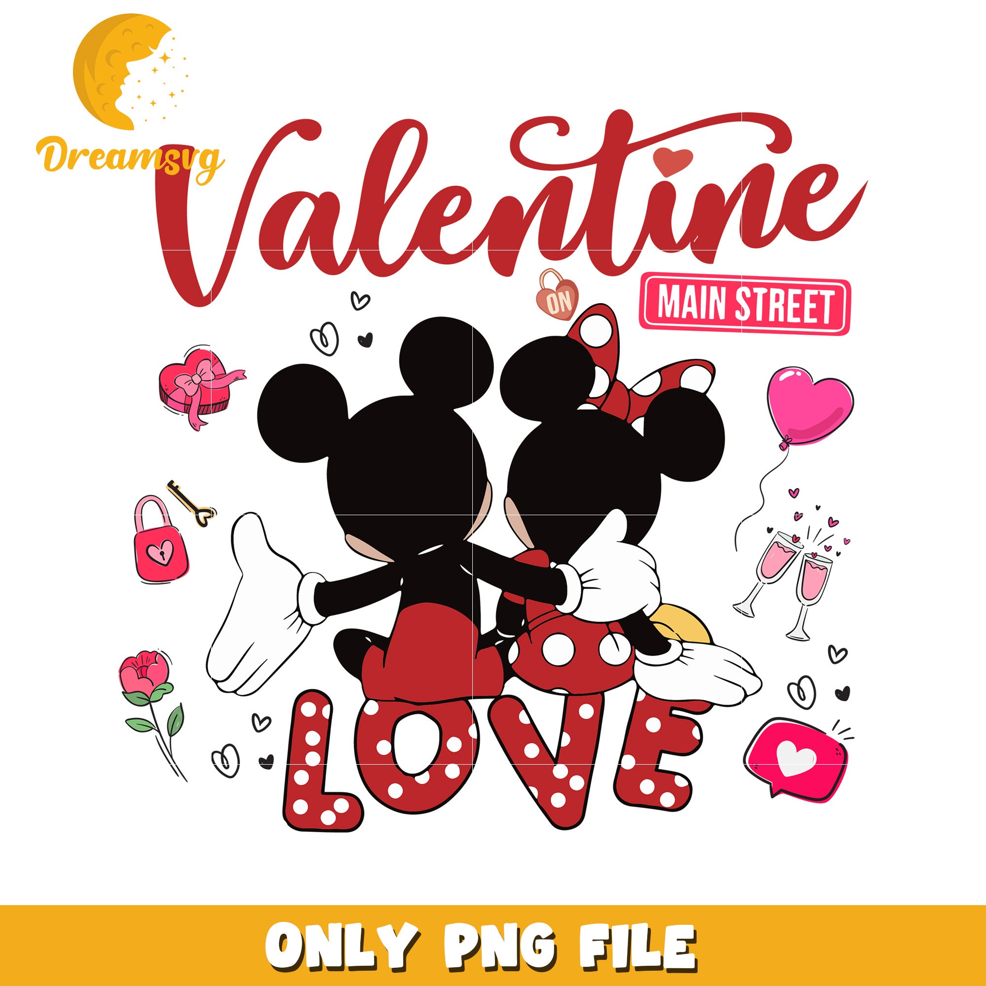 Mickey and Minnie Valentine Love PNG File Download