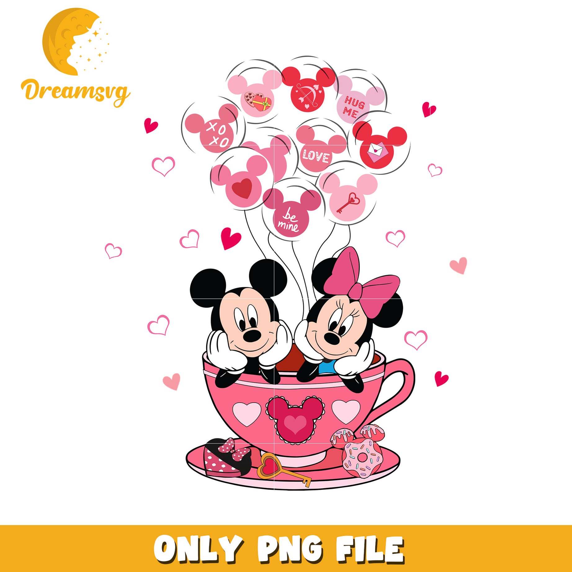 Mickey and Minnie Valentines PNG Cute Love Design File