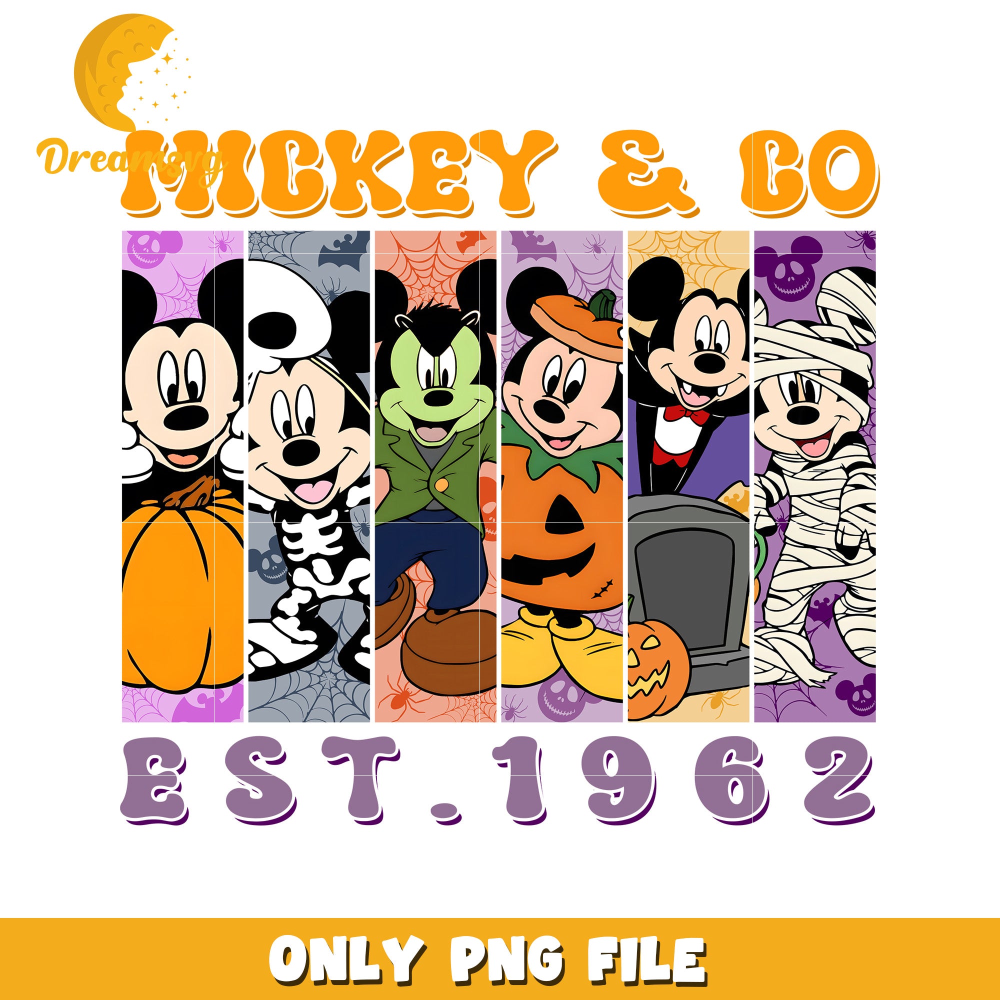 Mickey and co design png, halloween toys png, halloween characters png