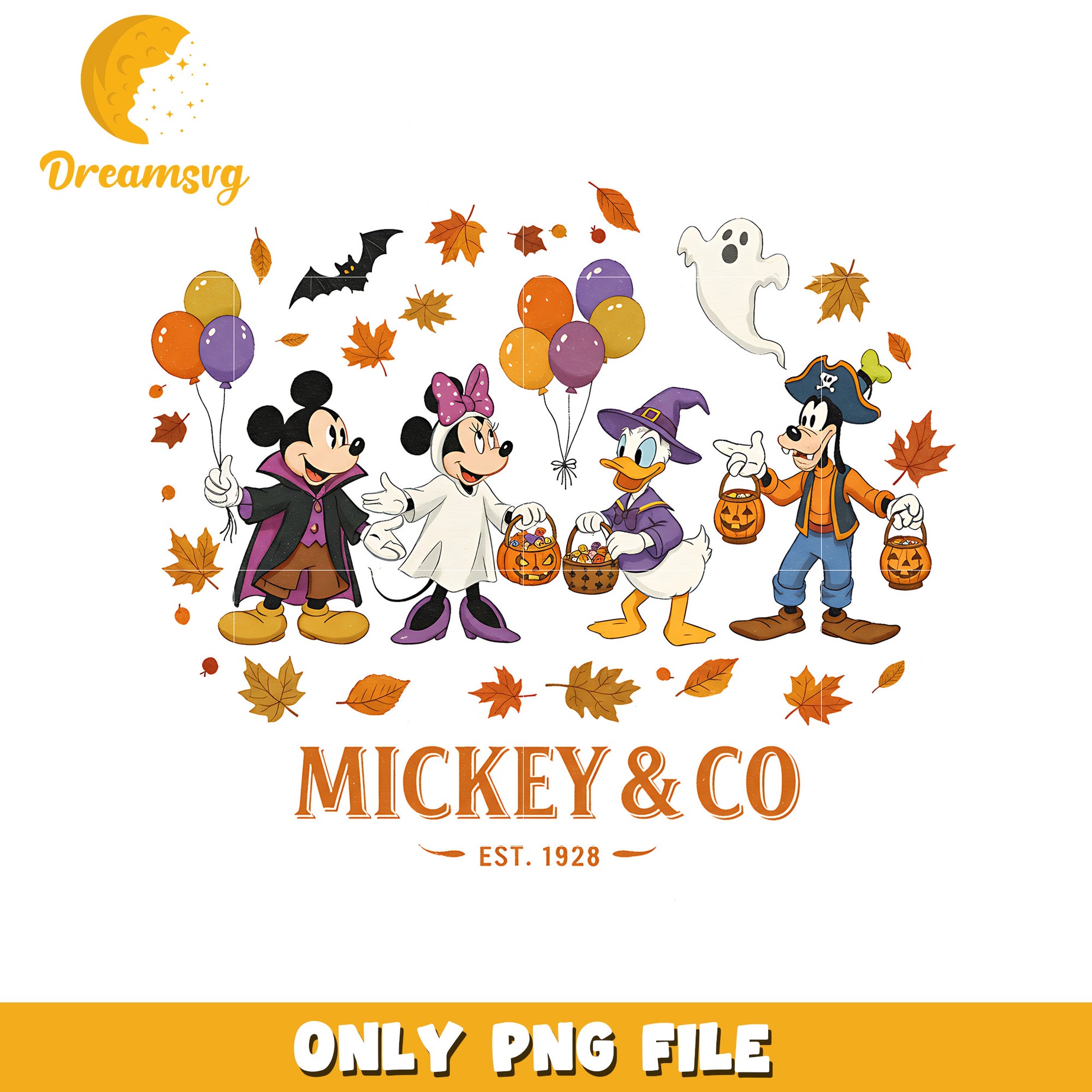 Mickey and co design png, halloween wallpaper png, happy halloween png