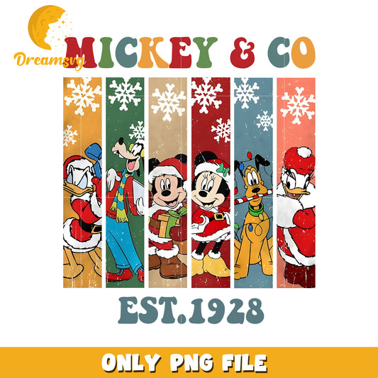Mickey and co est 1928 png, disney movies png, christmas white png