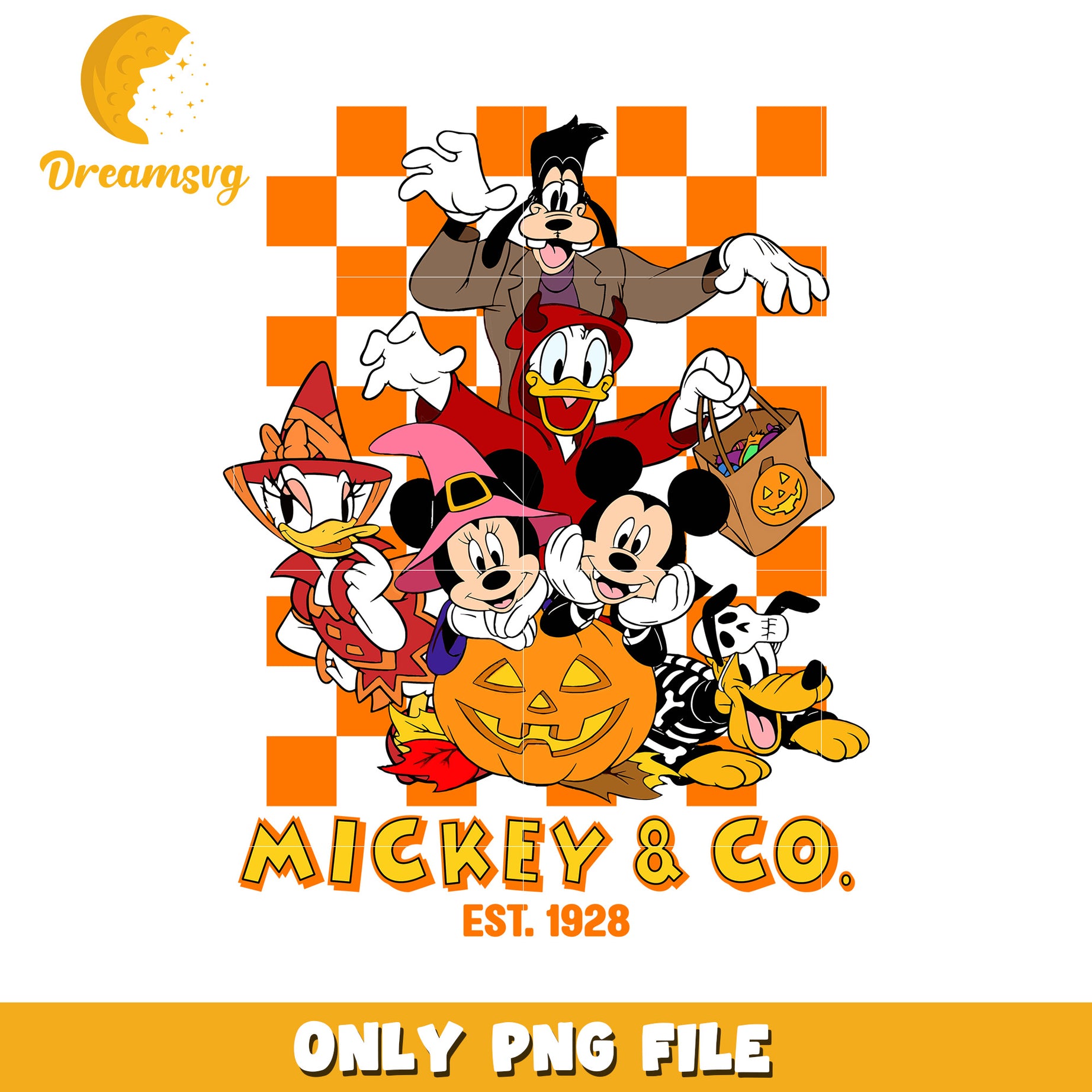 Mickey and co est 1928 png, halloween toys png, halloween characters png