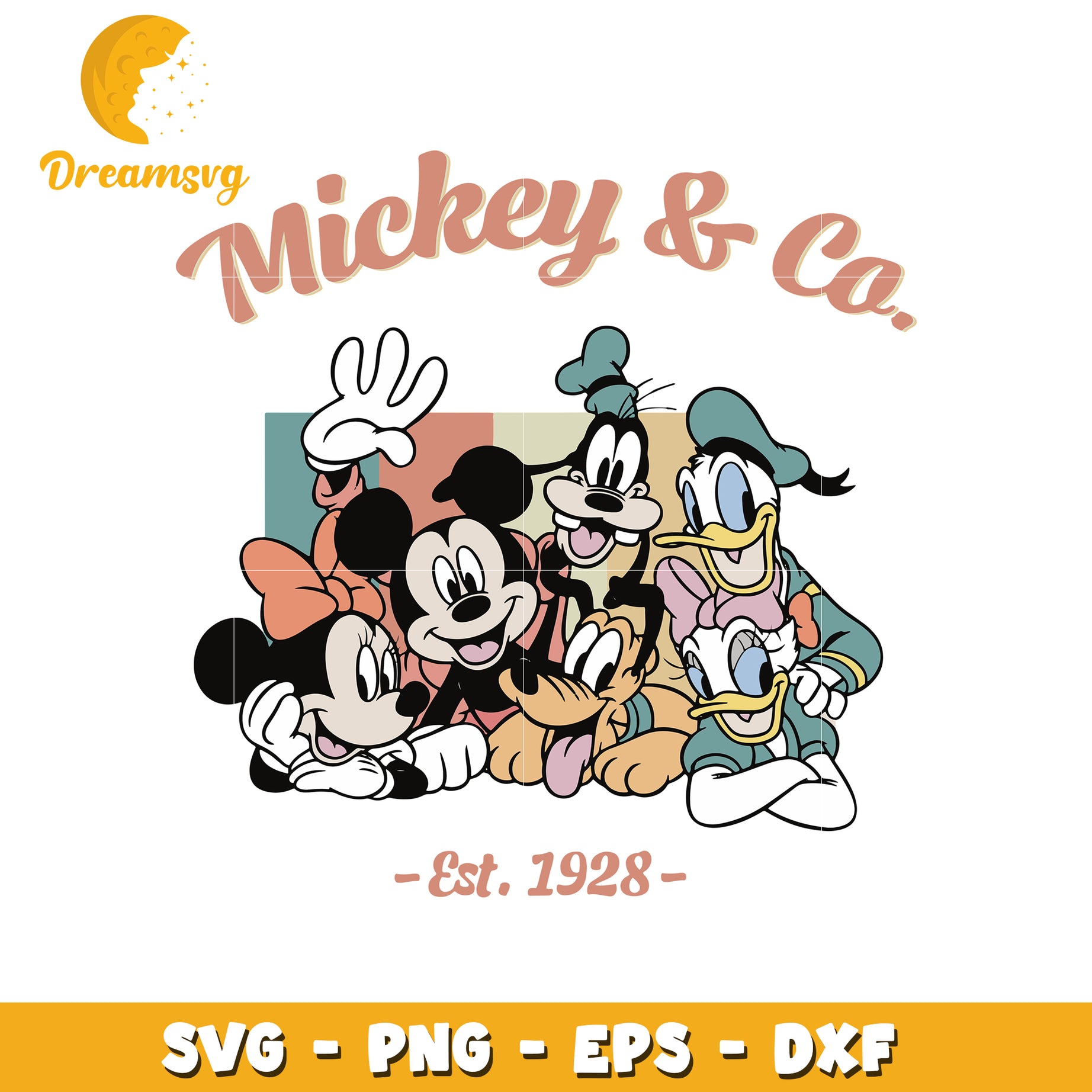 Mickey and co est 1928 svg, disney characters svg, disney world svg
