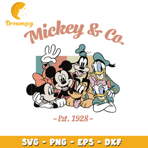 Mickey and co est 1928 svg, disney characters svg, disney world svg