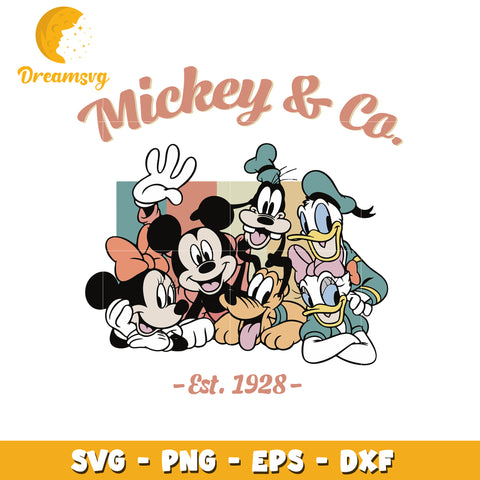 Mickey and co est 1928 svg, disney characters svg, disney world svg