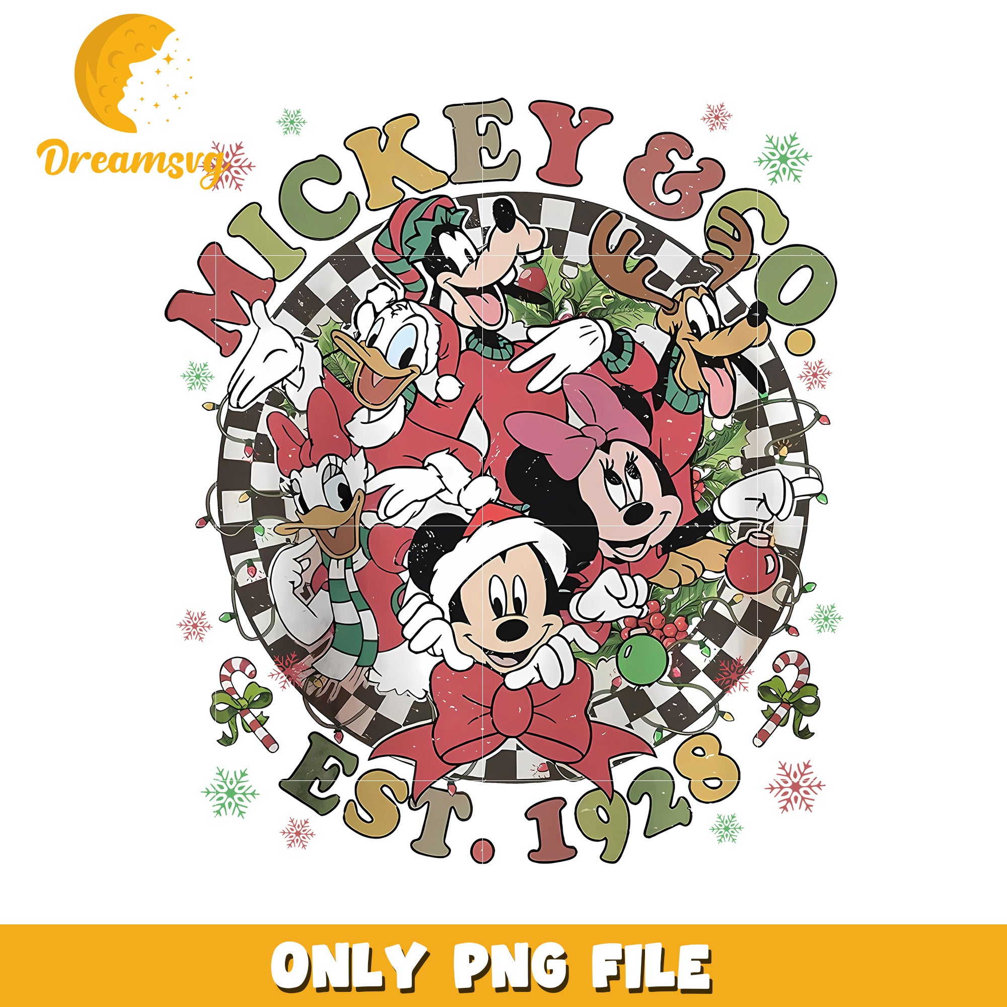 Mickey and co png, christmas cartoon png, christmas mickey png